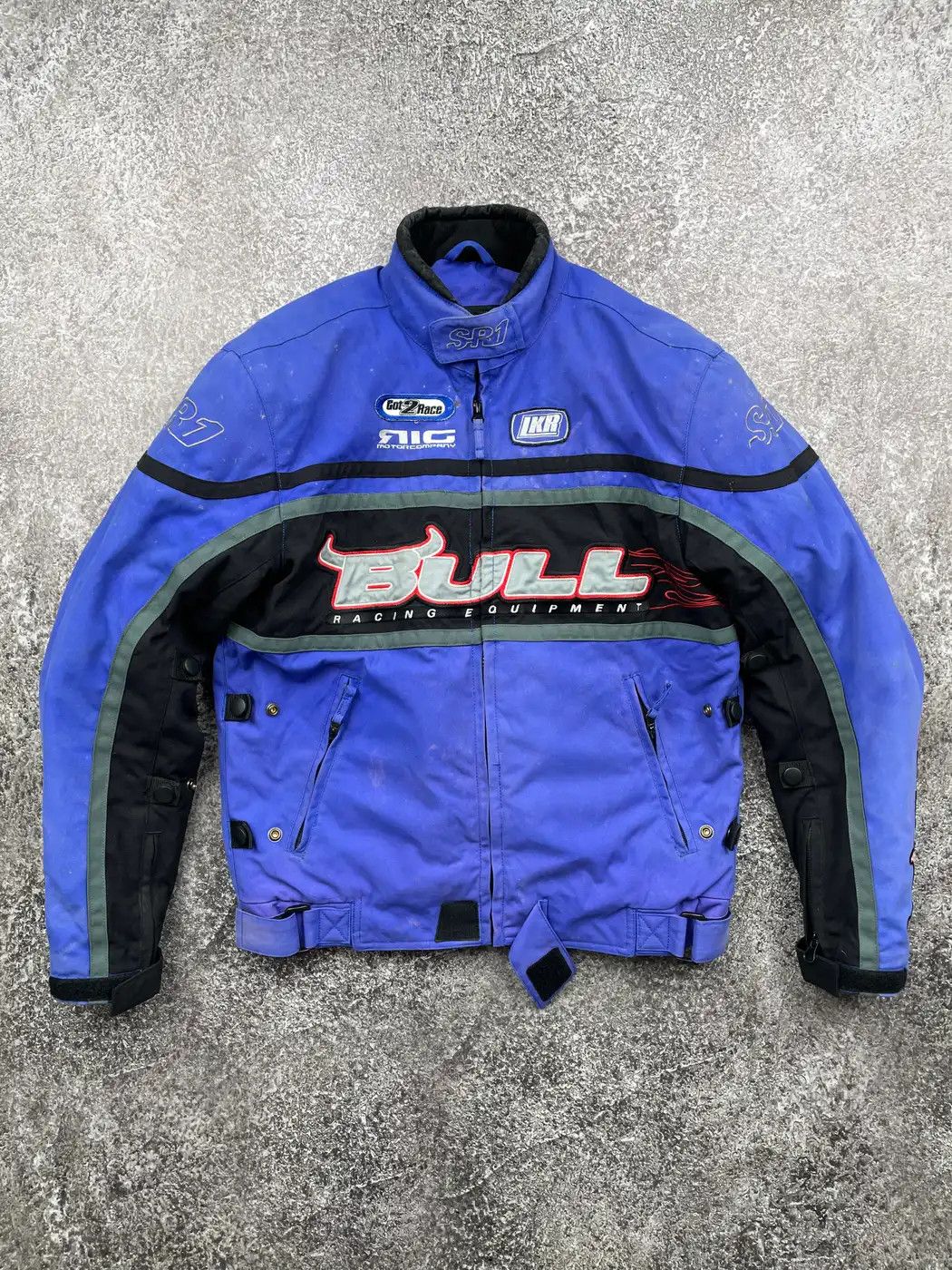 image of Avant Garde x Racing Vintage Racing Moto Jacket in Blue, Men's (Size Small)
