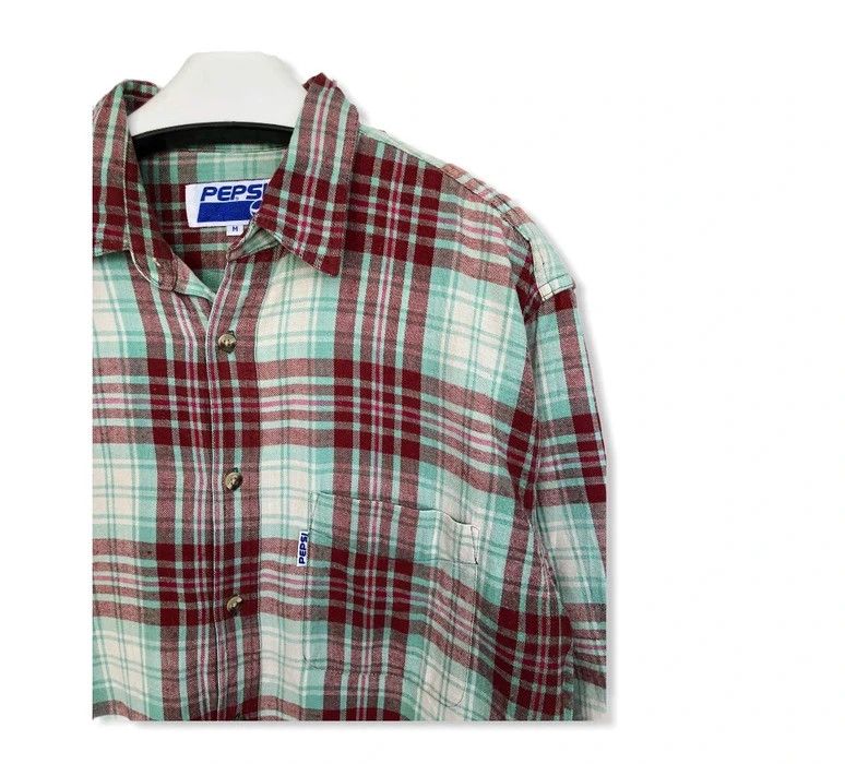 Flannel × Pepsi Vintage Pepsi Plaid Tartan Flannel Shirt 👕 Size US M / EU 48-50 / 2 - 2 Thumbnail