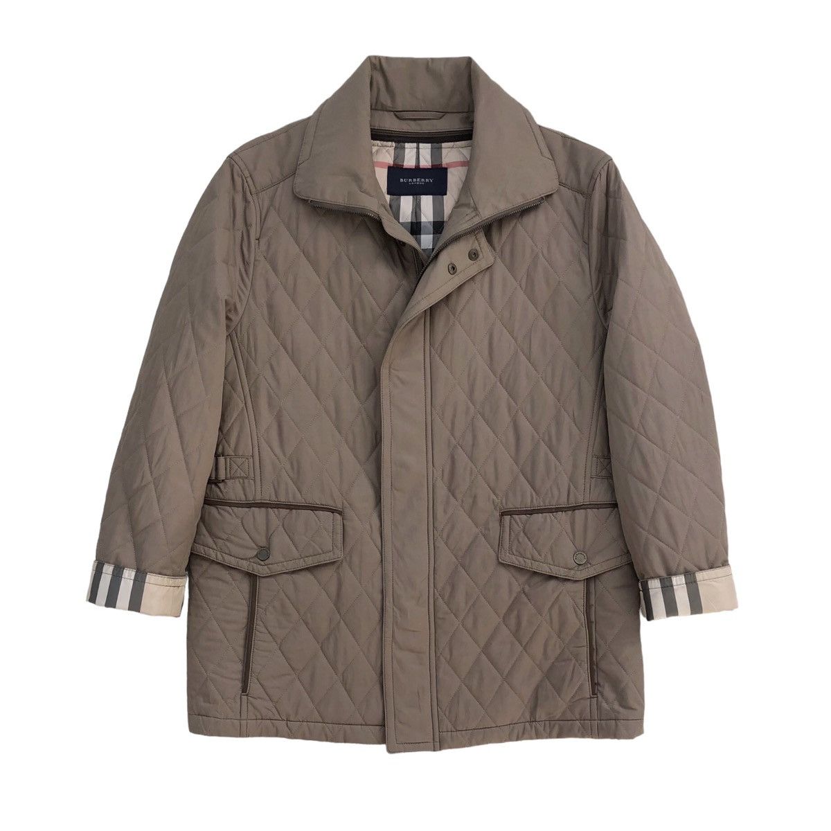 image of Authentic Burberry London Lined Novacheck Quilted Jacket in Brown, Men's (Size Small)