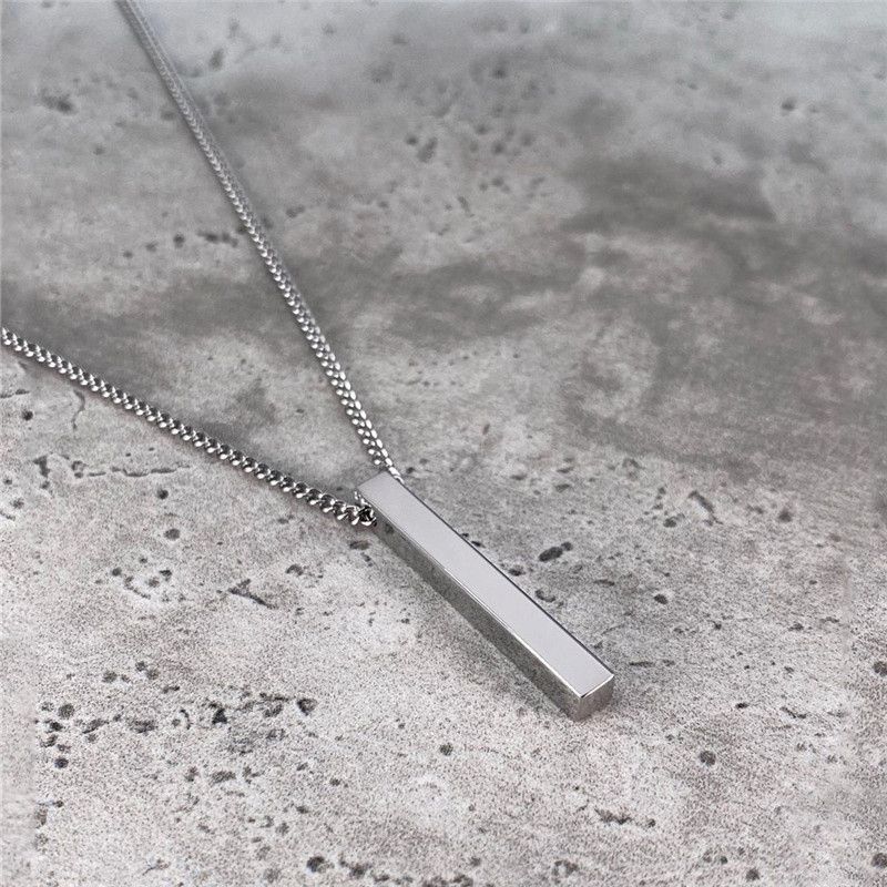 Custommade Unisex Trendy Necklace Stainless Steel Rectangle Pendant Size ONE SIZE - 3 Thumbnail