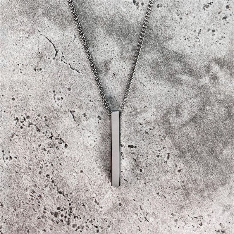 Custommade Unisex Trendy Necklace Stainless Steel Rectangle Pendant Size ONE SIZE - 4 Thumbnail