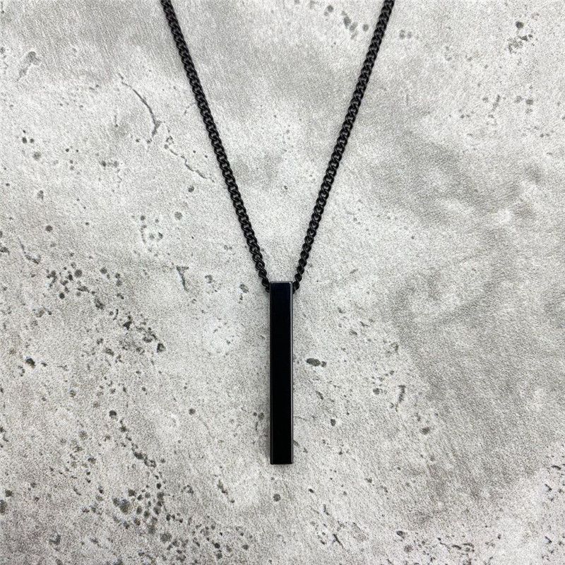 Hypebeast Unisex Black Necklace Stainless Steel Rectangle Pendant Size ONE SIZE - 5 Thumbnail