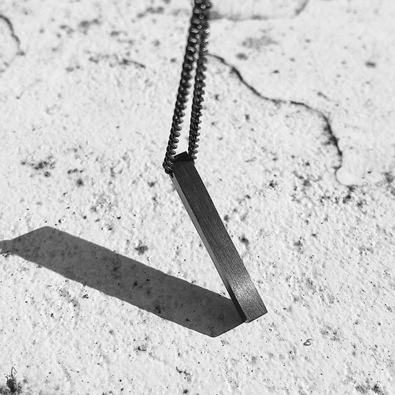 Hypebeast Unisex Black Necklace Stainless Steel Rectangle Pendant Size ONE SIZE - 4 Thumbnail