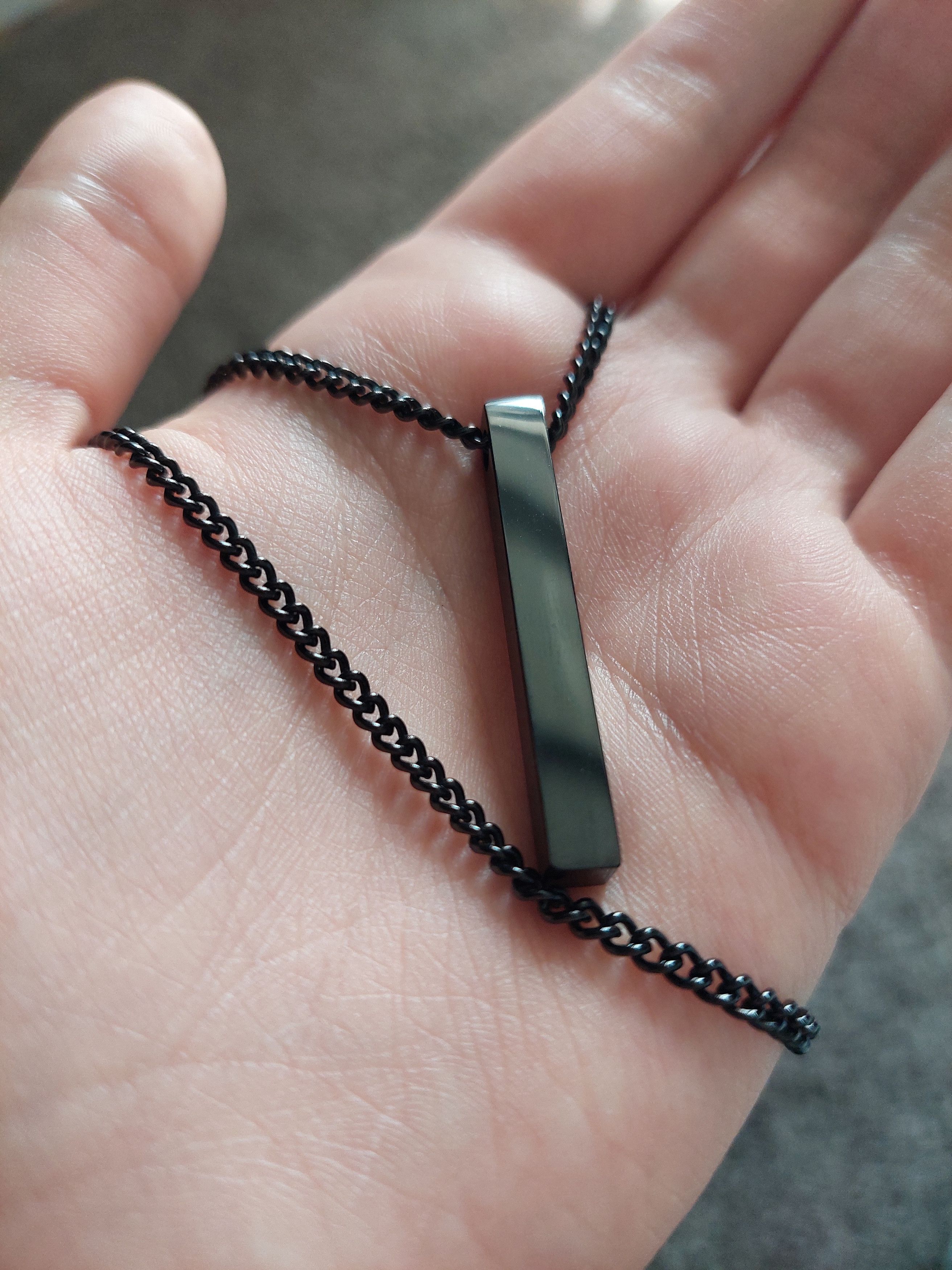 Hypebeast Unisex Black Necklace Stainless Steel Rectangle Pendant Size ONE SIZE - 1 Thumbnail