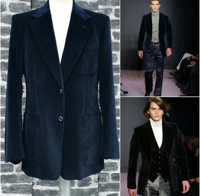 image of YSL Rive Gauche By Tom Ford YSL ''rive Gauche'' Aw03 Tom Ford Velvet Blue Blazer in Dark Midnight B