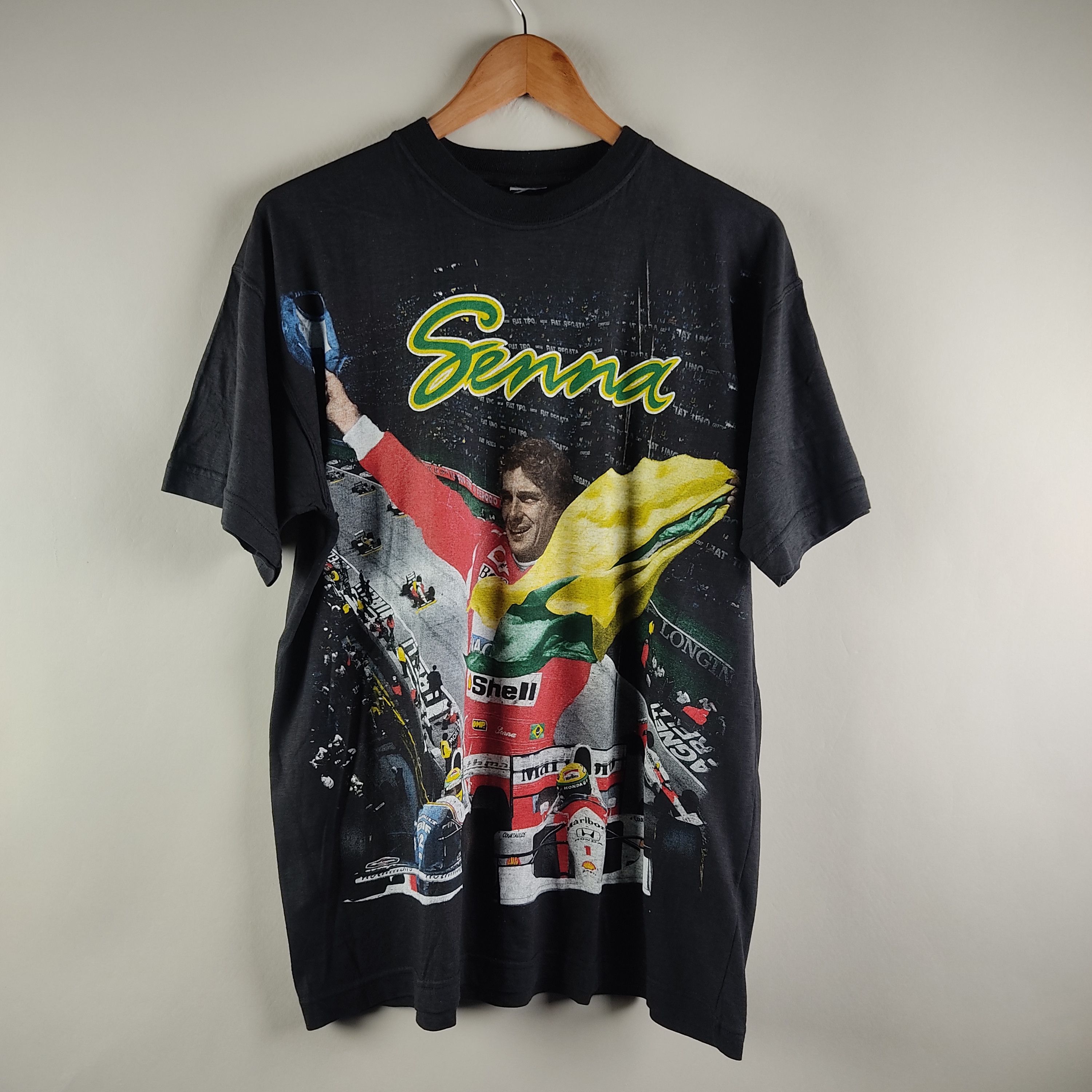 Rap Tees × Vintage 90s Ayrton Senna Full Print Rap Tee Formula One Size US XL / EU 56 / 4 - 8 Thumbnail