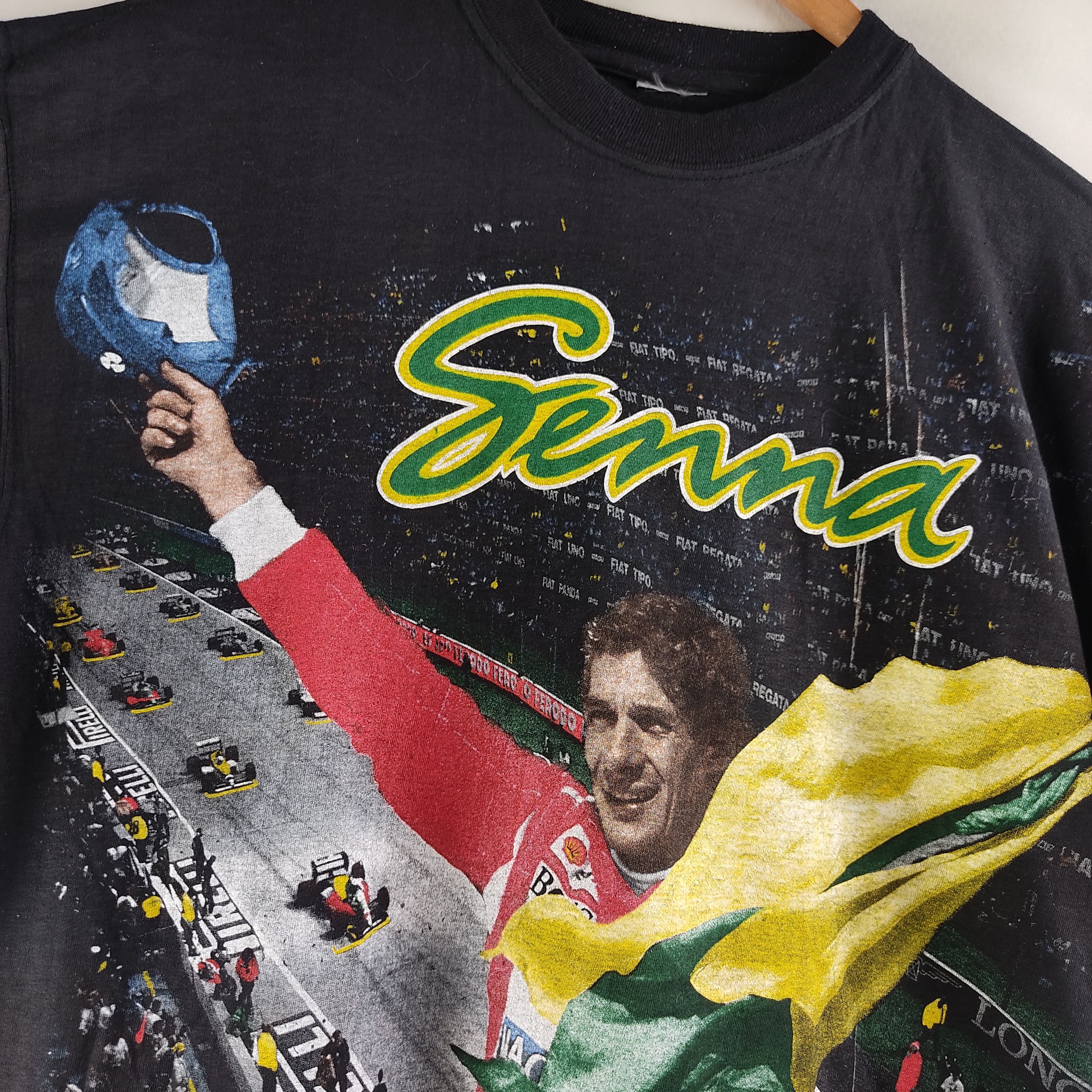 Rap Tees × Vintage 90s Ayrton Senna Full Print Rap Tee Formula One Size US XL / EU 56 / 4 - 4 Thumbnail