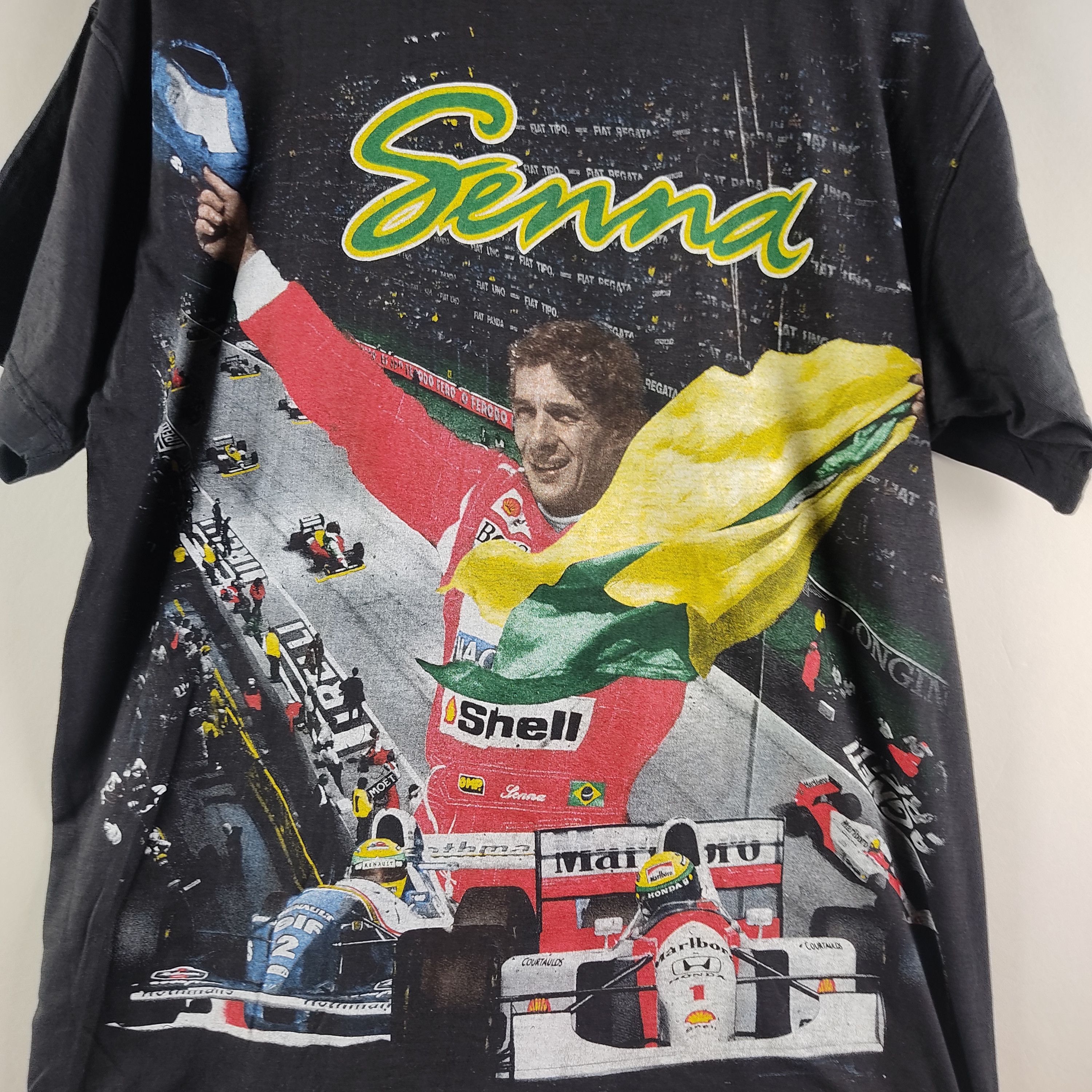 Rap Tees × Vintage 90s Ayrton Senna Full Print Rap Tee Formula One Size US XL / EU 56 / 4 - 2 Thumbnail