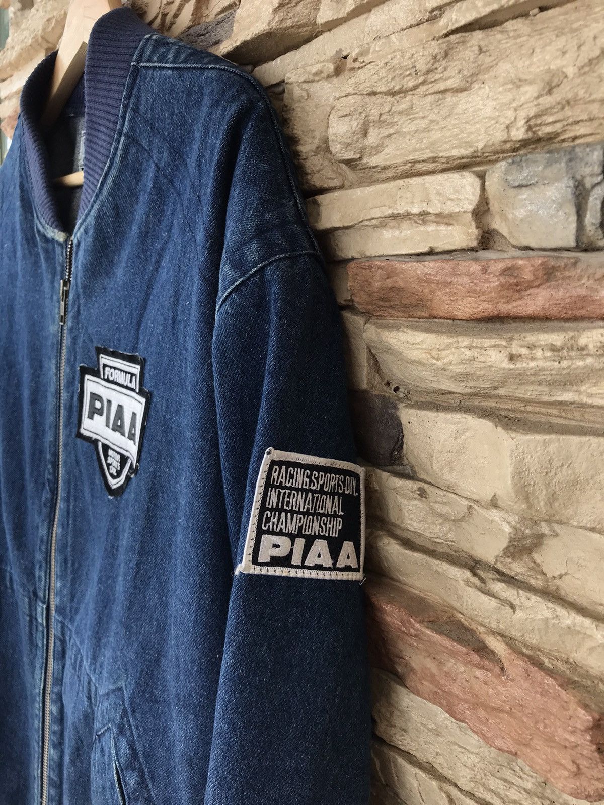 Vintage VINTAGE 90s PIAA RACING Oversize Denim Bomber Jacket Size US XL / EU 56 / 4 - 13 Thumbnail