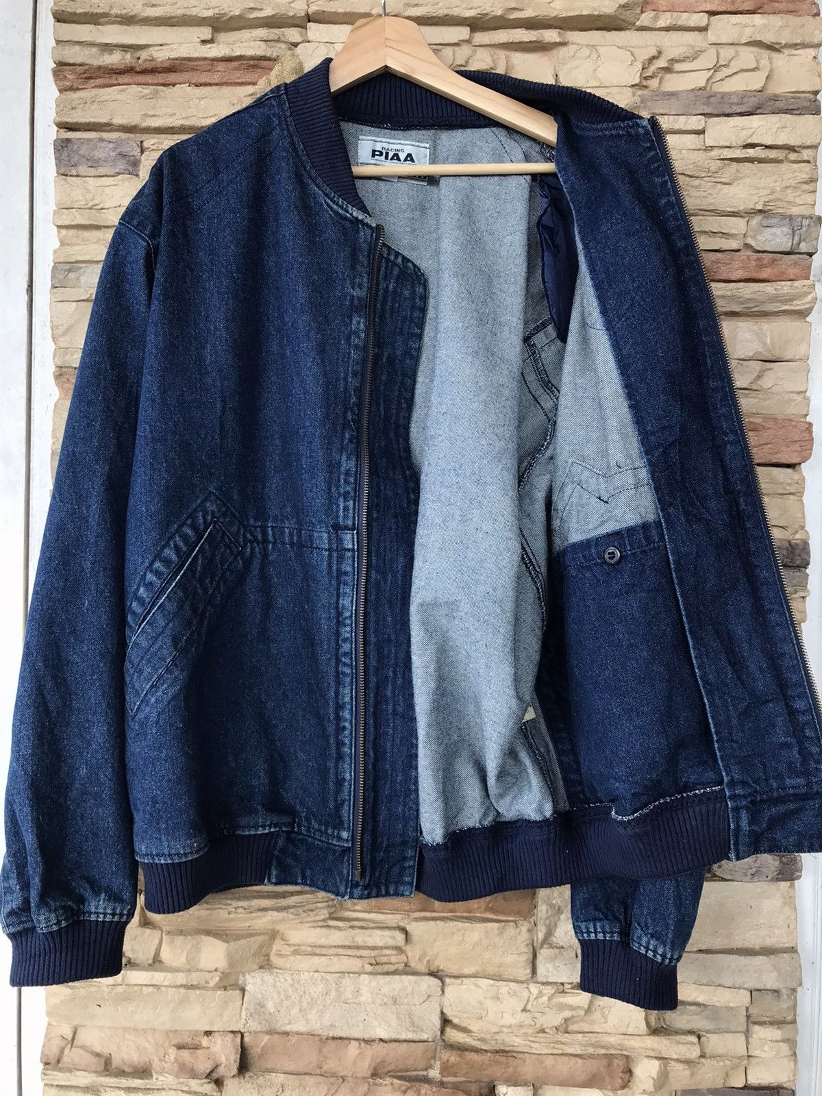 Vintage VINTAGE 90s PIAA RACING Oversize Denim Bomber Jacket Size US XL / EU 56 / 4 - 7 Thumbnail