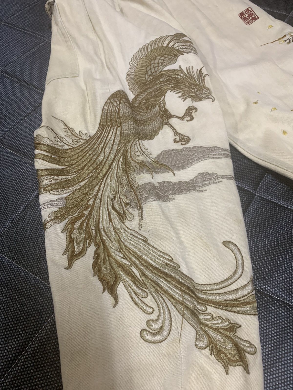 Japanese Brand VTG Karakuri Tamashi Embroidery Phoenix Big Logo Denim Size US 30 / EU 46 - 3 Thumbnail