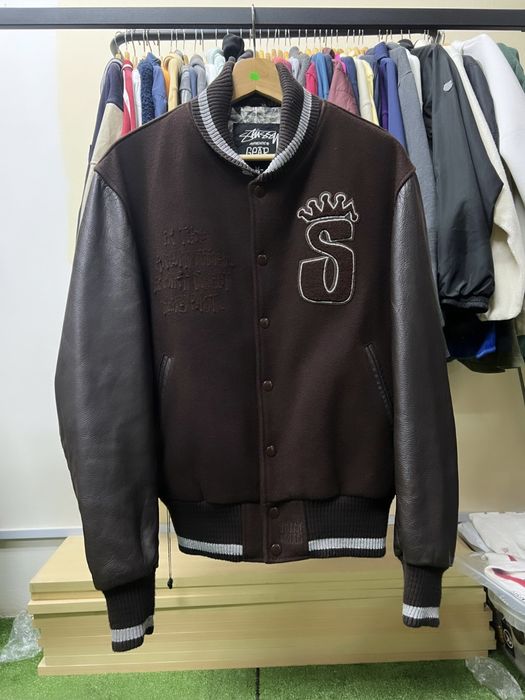 Vintage RARE💥 Vintage Stussy Leather Varsity Jacket Special