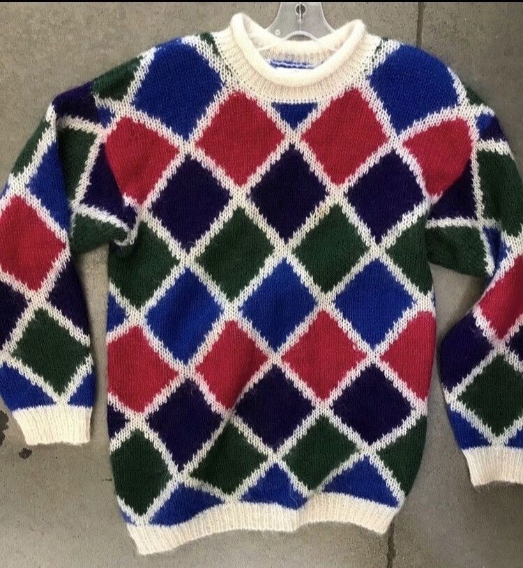 Wool blend Diamond sweater knit Mohair 🌈 medium nirvana bode