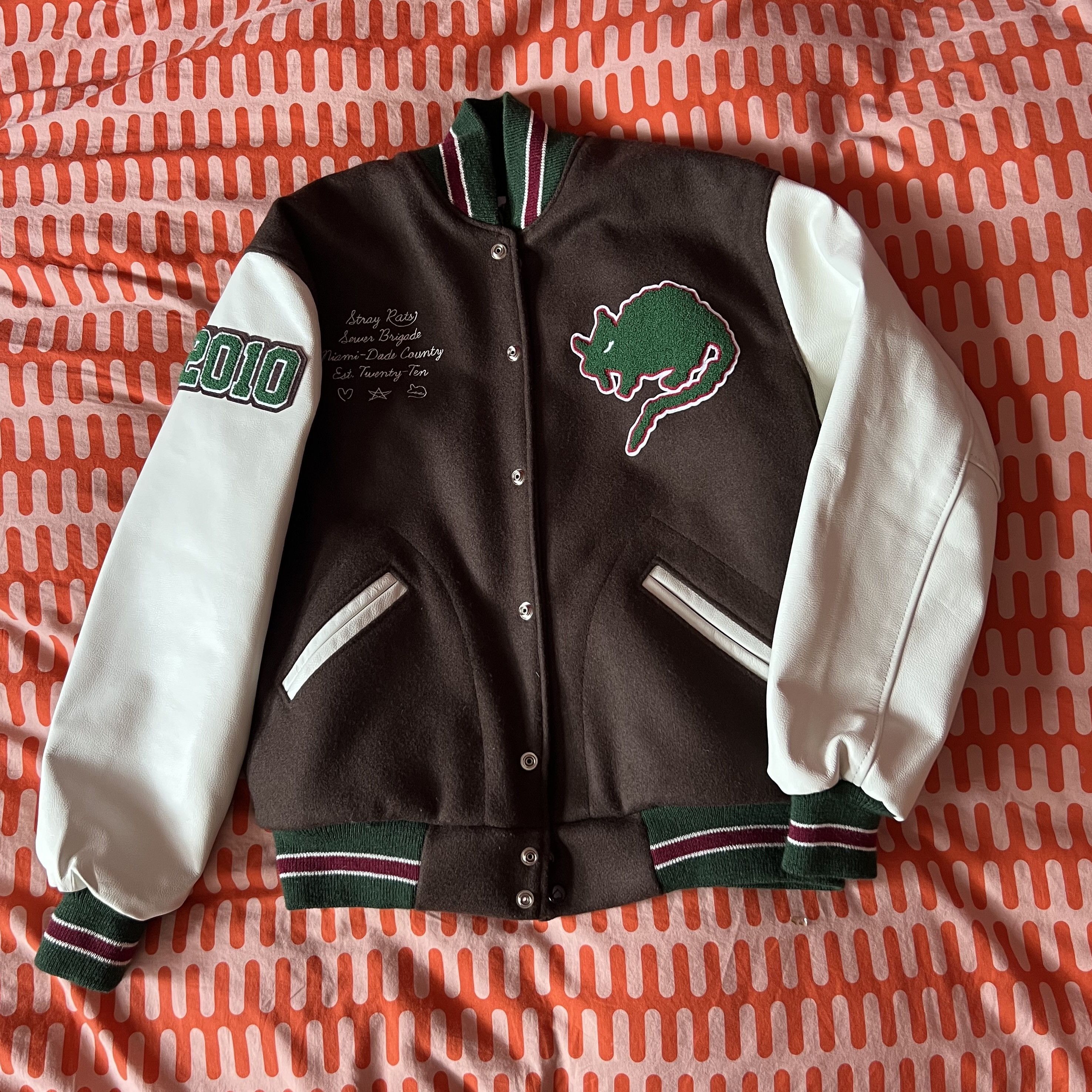 image of Stray Rats 10 Year Varsity Jacket in Brown, Men's (Size Medium)