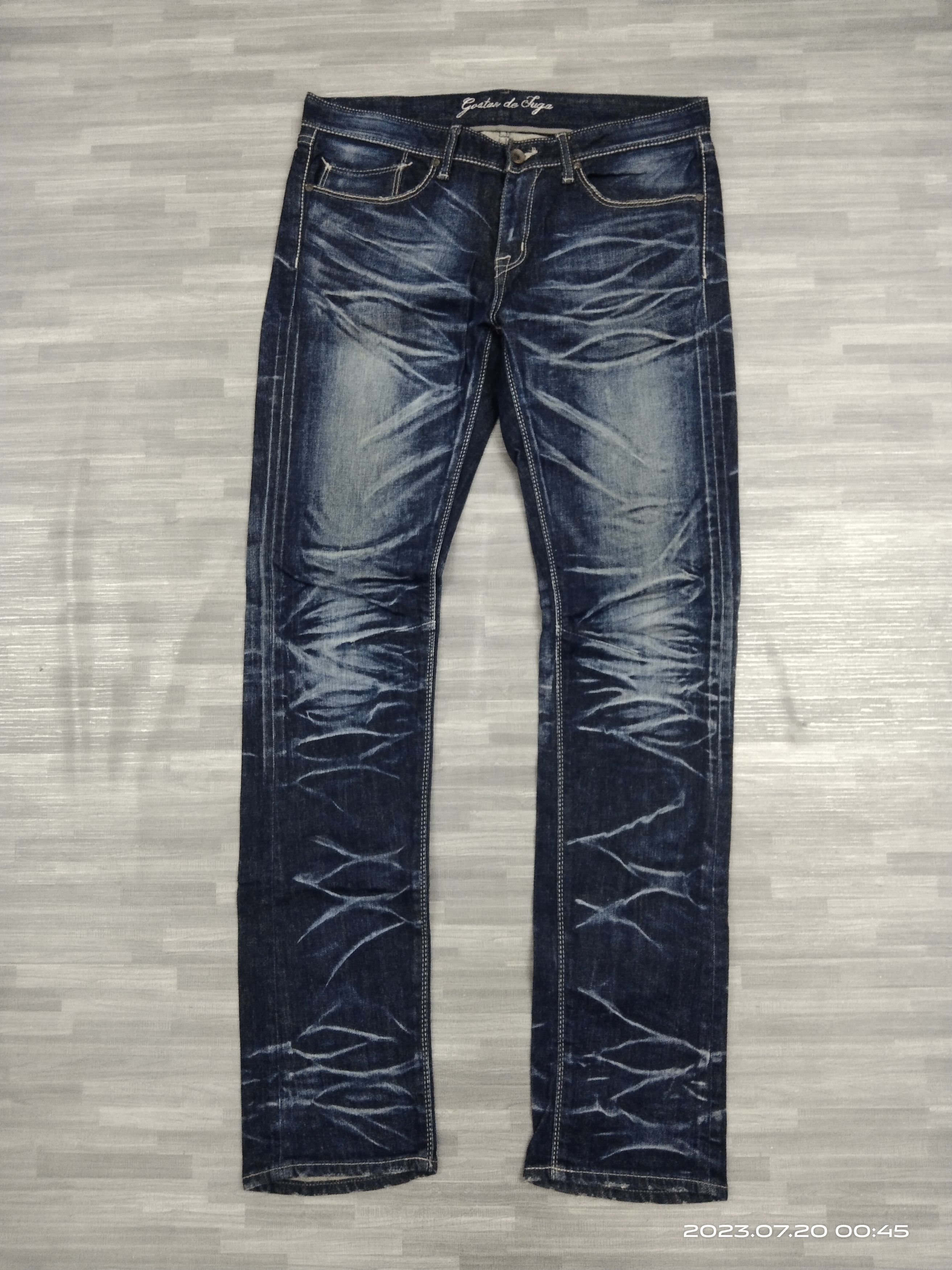 GOSTAR DE FUGA SICK WASHED BLUE GOSTAR DE FUGA🇯🇵DENIM PANTS Size US 31 - 2 Thumbnail