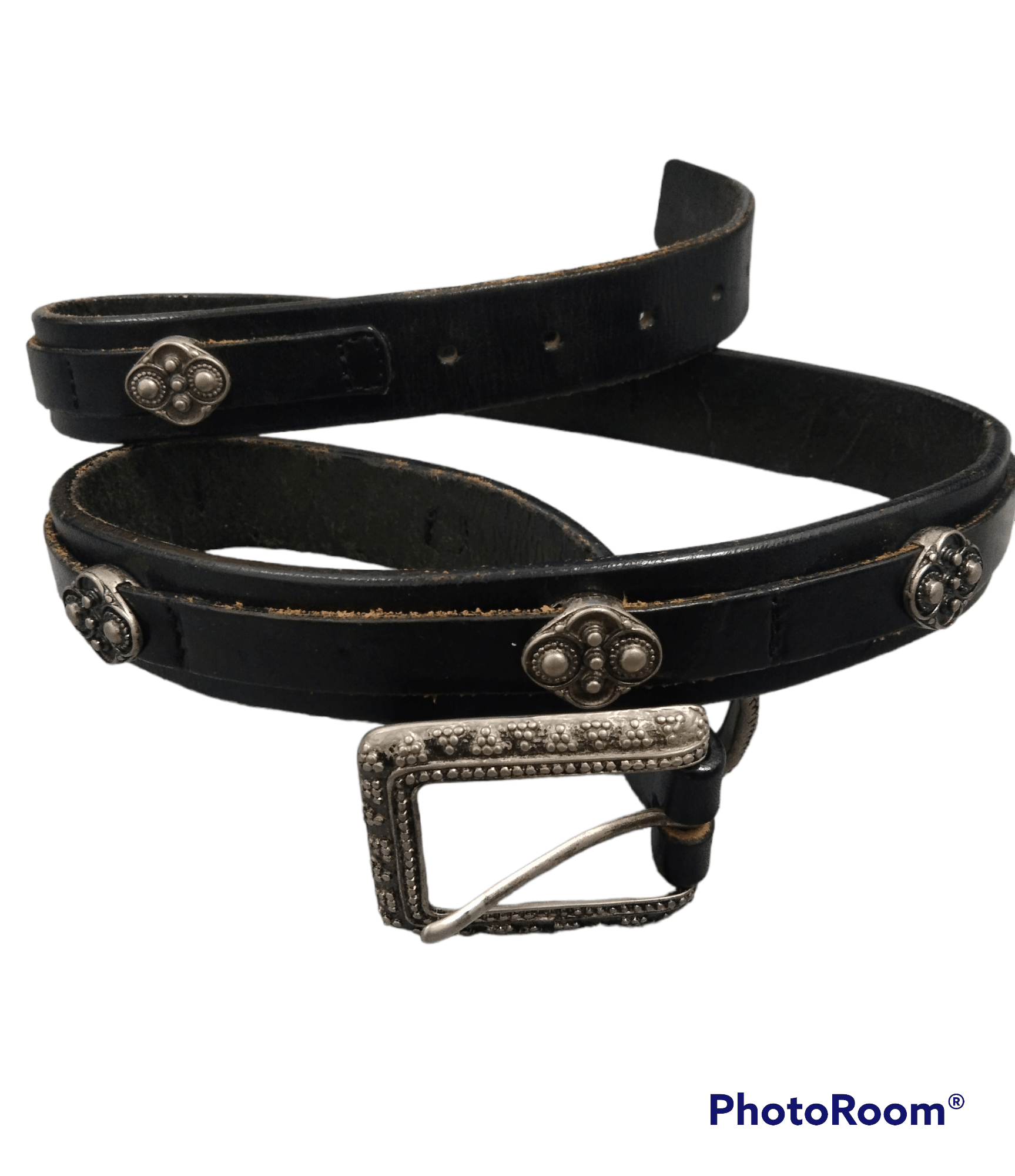 Leather × Paul Smith PAUL SMITH STUDD BLACK LEATHER BELT(SIZE 32-36) Size ONE SIZE - 1 Thumbnail