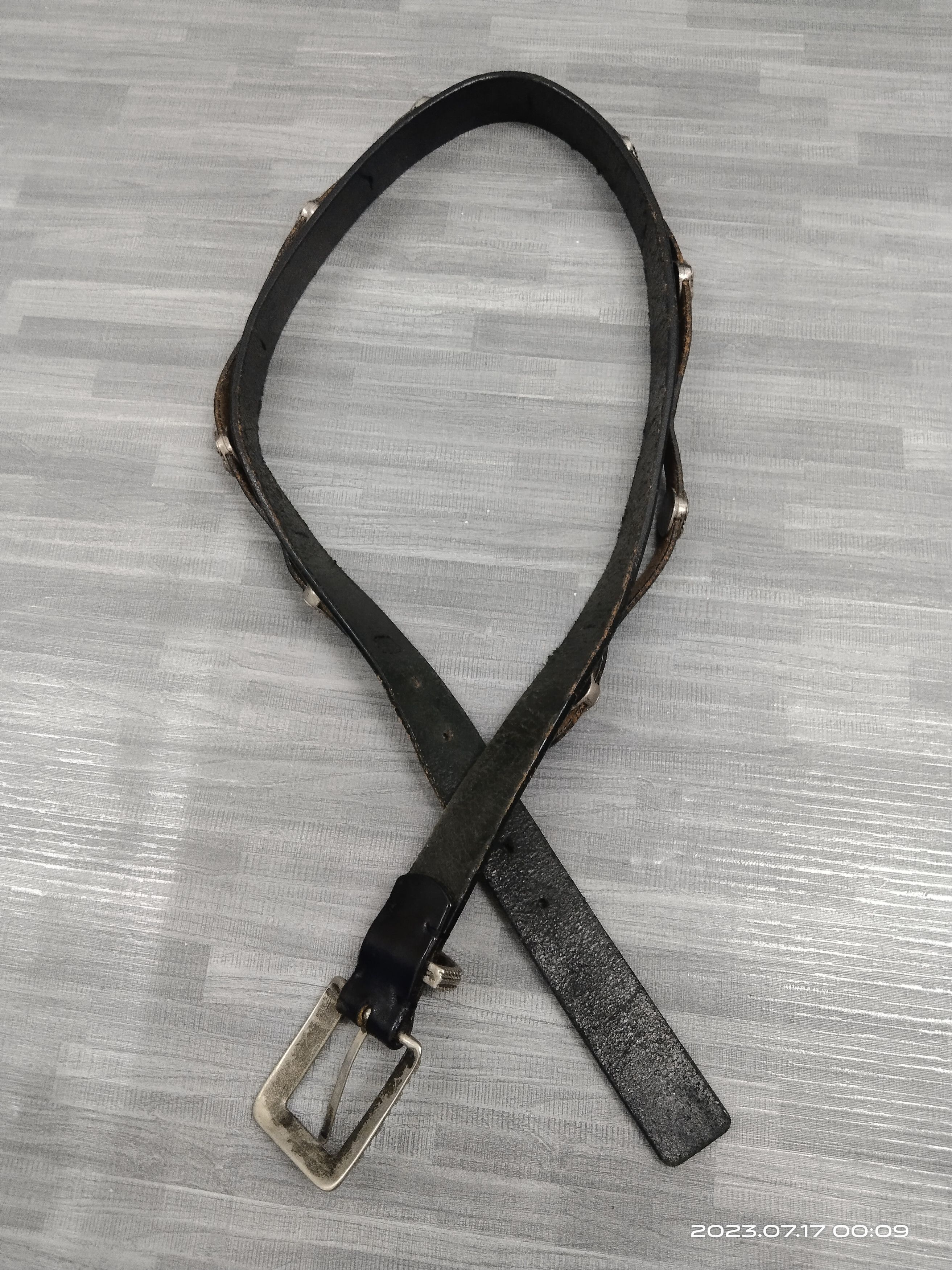 Leather × Paul Smith PAUL SMITH STUDD BLACK LEATHER BELT(SIZE 32-36) Size ONE SIZE - 4 Thumbnail