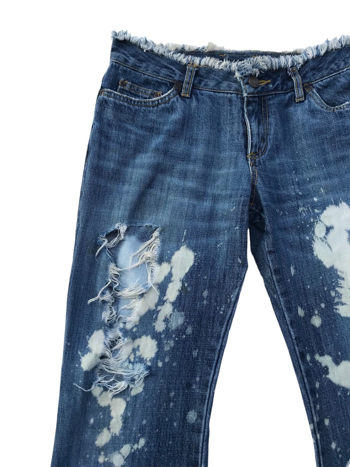 If Six Was Nine Browdwin Paint Splatter Distressed Flared Women Denim Size 29" - 5 Thumbnail