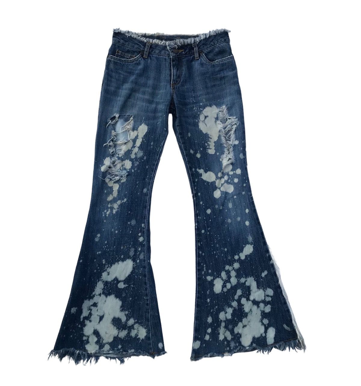 Browdwin Paint Splatter Distressed Flared Women Denim