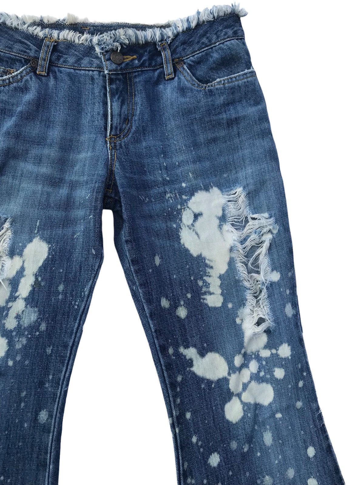 If Six Was Nine Browdwin Paint Splatter Distressed Flared Women Denim Size 29" - 4 Thumbnail