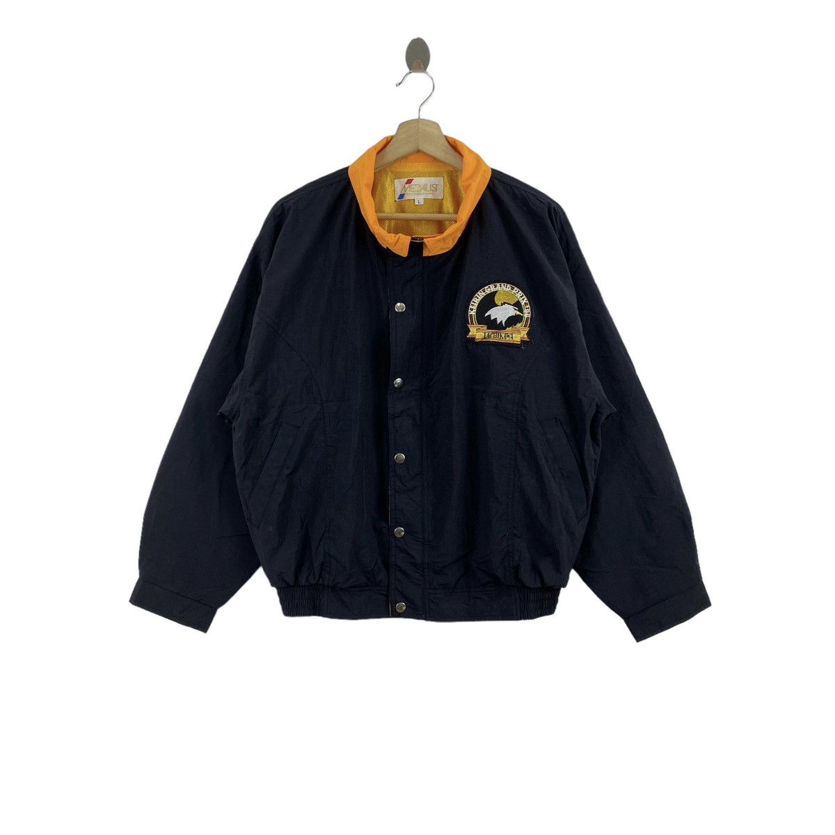 image of Tachikawa Keirin Grand Prix 96 Japan Bikers Snap Button in Black/Orange, Men's (Size Large)