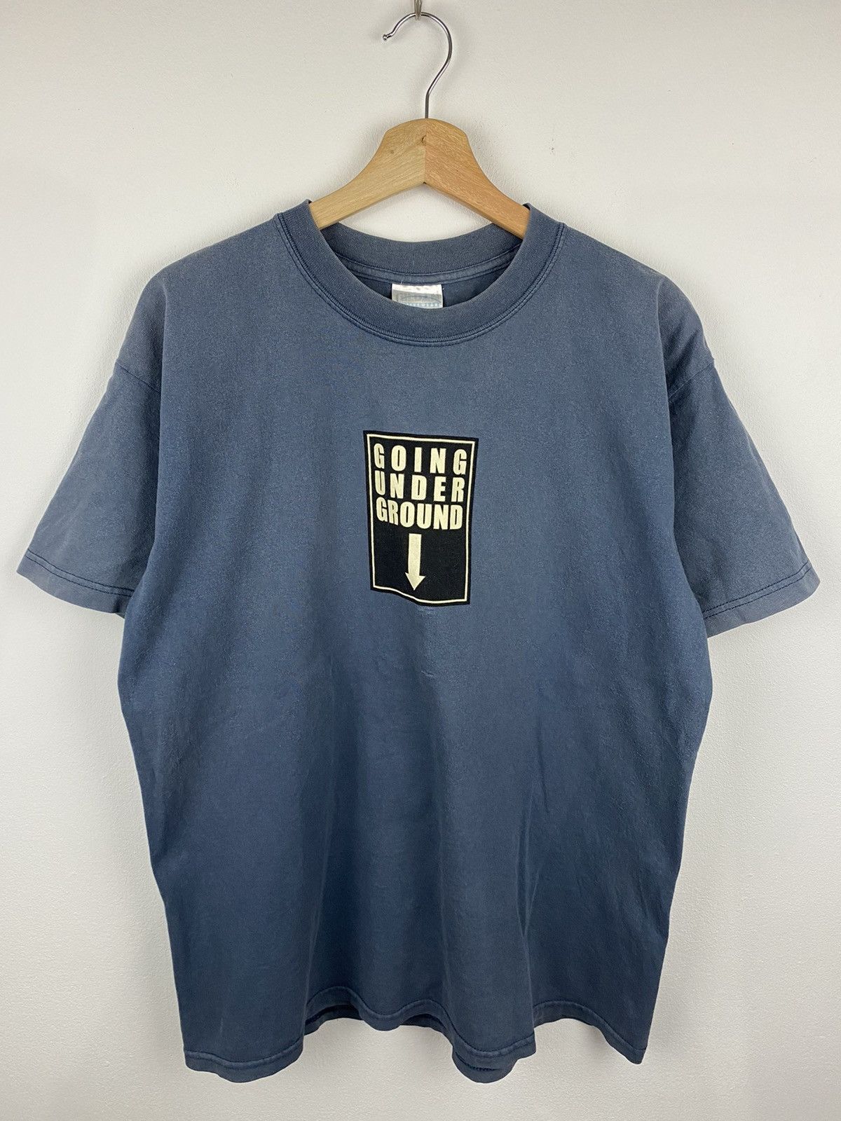 image of Band Tees x Rock Band Vintage Y2K Going Under Ground Band T-Shirt in Blue, Men's (Size Large)