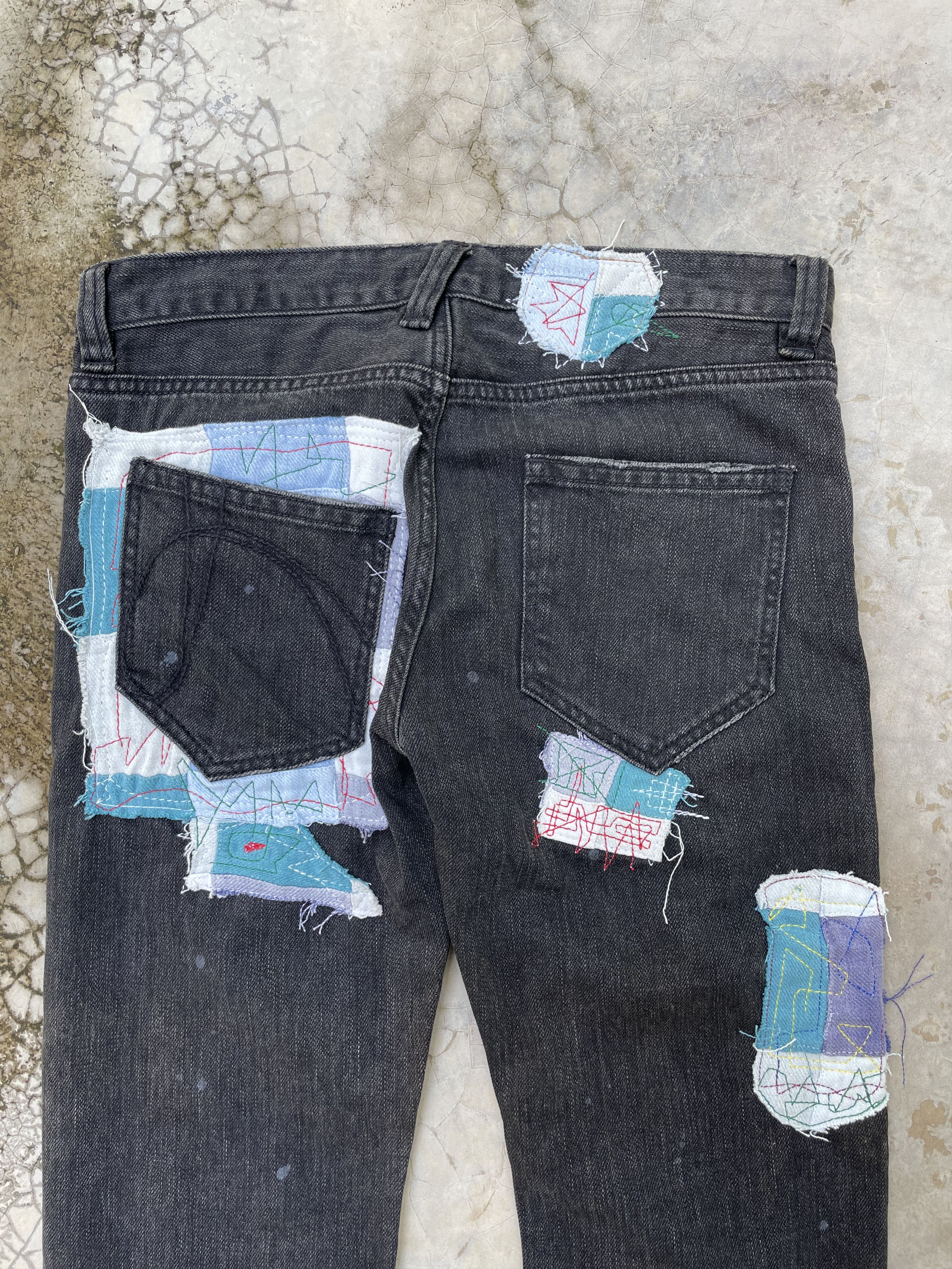 Japanese Brand × Vintage Japanese Distressed Patchwork Jean Slim fit Low rise Size US 29 - 6 Thumbnail