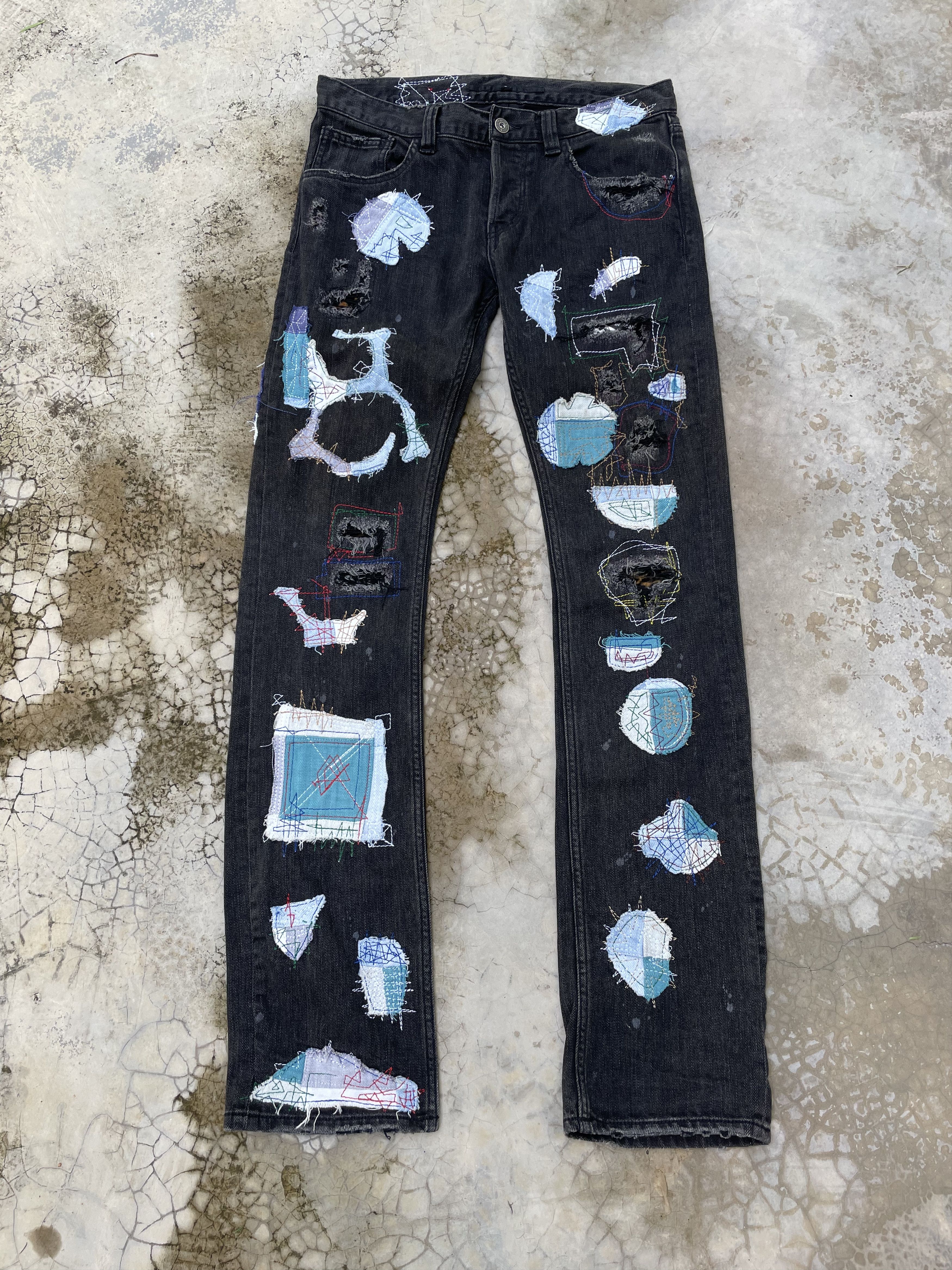 ま5351 PATCH WORK SKINNY Ksubi Men's Designer Straight Slim Fit Patchwork Jeans Comfort