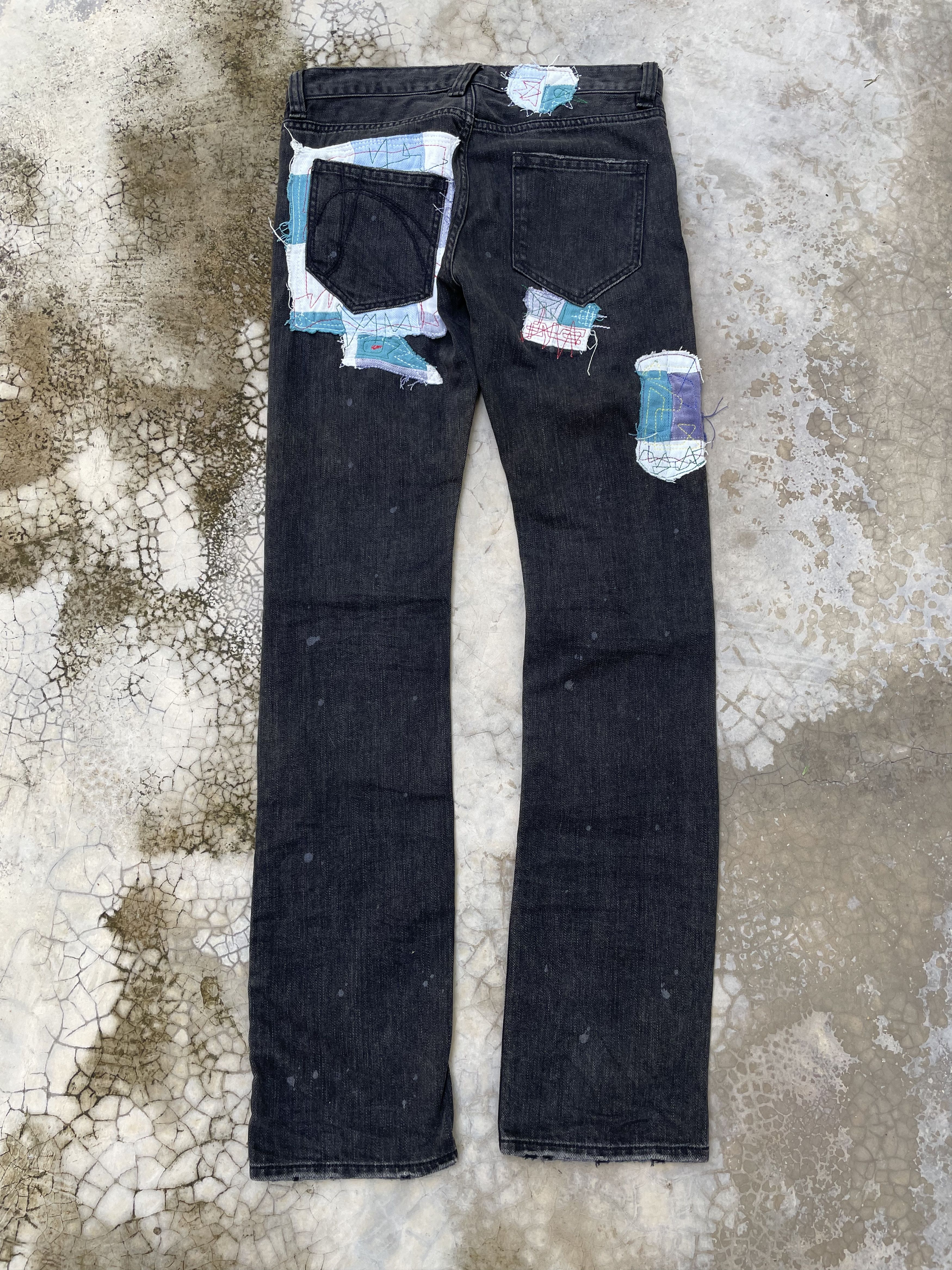 Japanese Brand × Vintage Japanese Distressed Patchwork Jean Slim fit Low rise Size US 29 - 2 Thumbnail