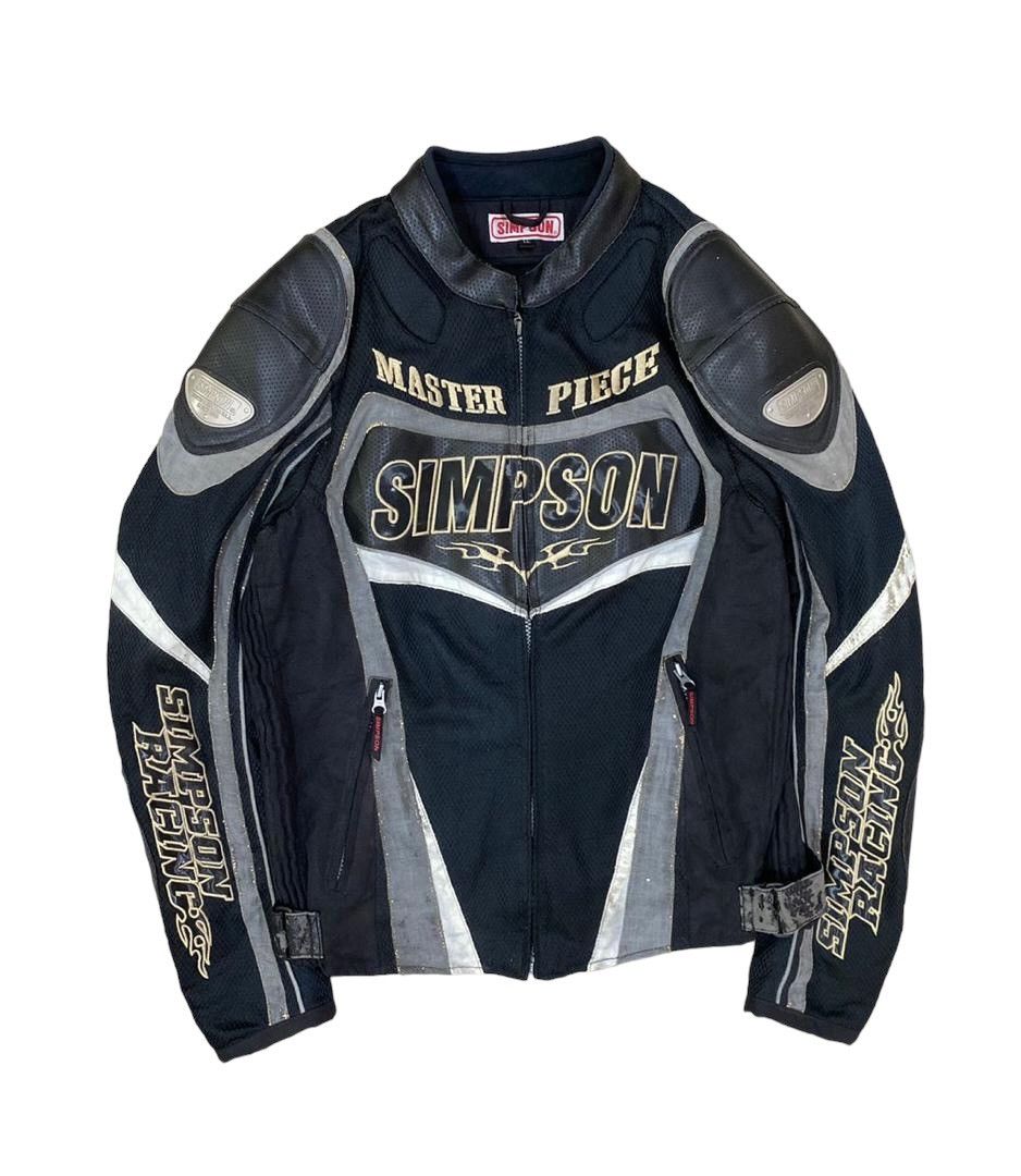 image of Masterpiece x Moto Vintage Simpson Racing Bikers Jacket in Black, Men's (Size Large)