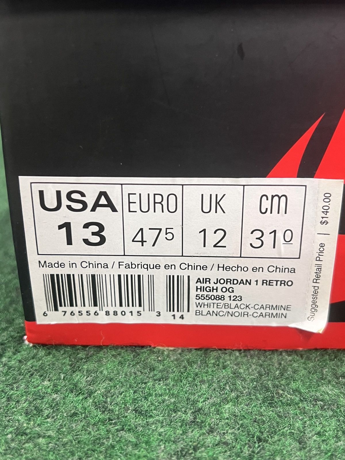 Nike 2014 Air Jordan 1 Retro Carmine Size US 13 / EU 46 - 3 Thumbnail