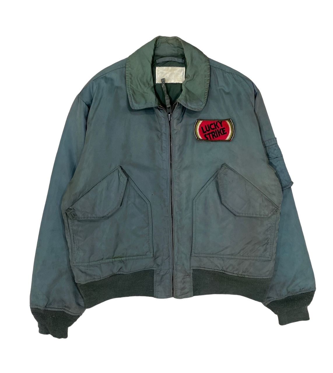 image of Lucky Strike Patches Tanker Bomber Jacket in Army Green, Men's (Size Medium)