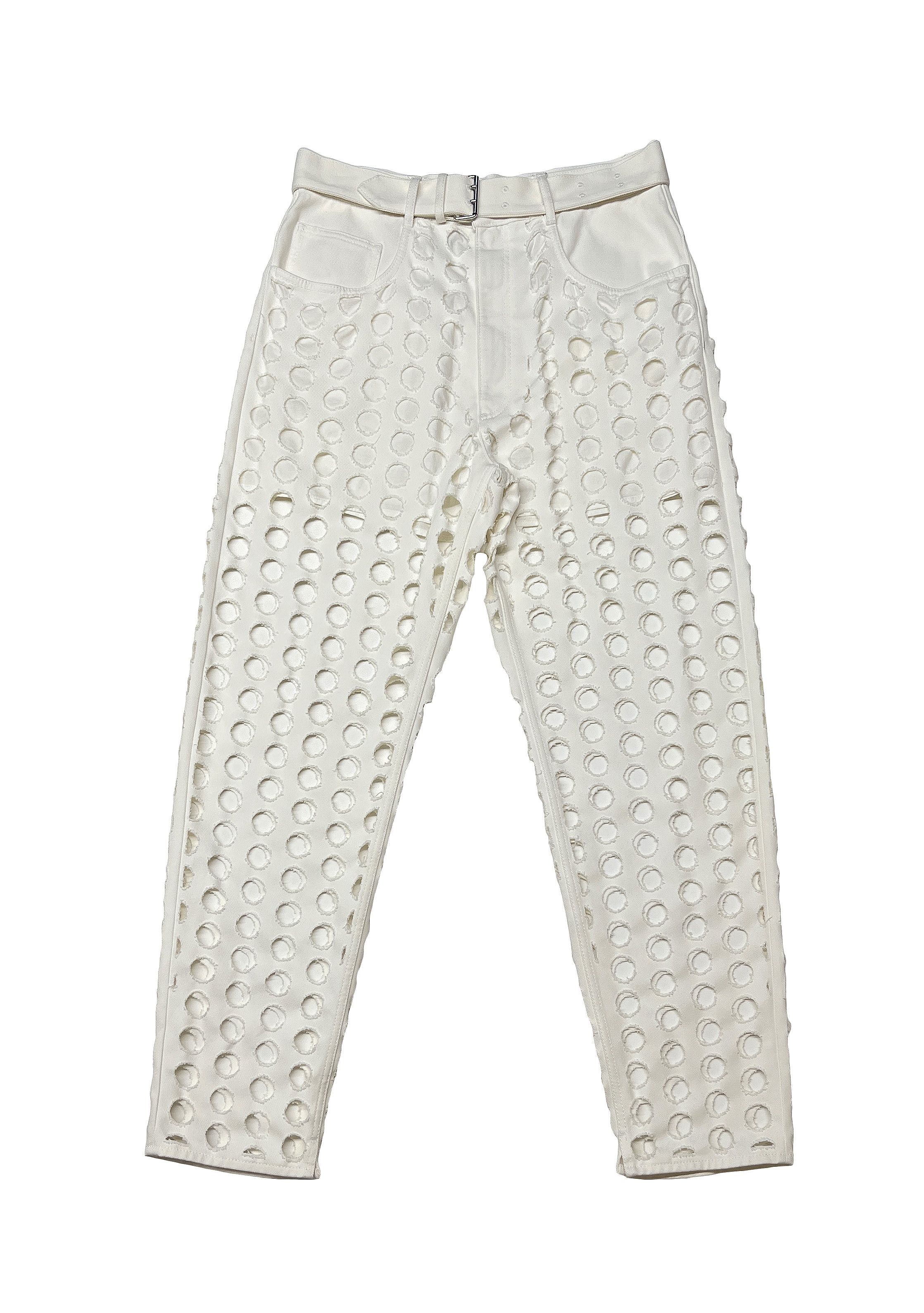 Maison Margiela New — SS20 Punched Holes Belted Pants Size US 32 / EU 48 - 1 Thumbnail