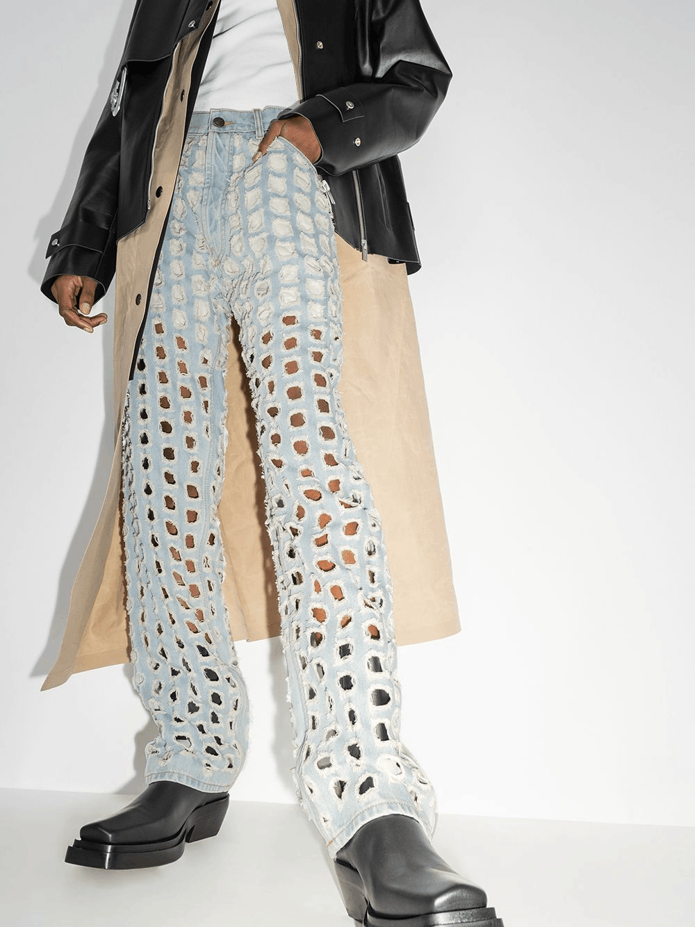Maison Margiela New — SS20 Punched Holes Belted Pants Size US 32 / EU 48 - 2 Thumbnail