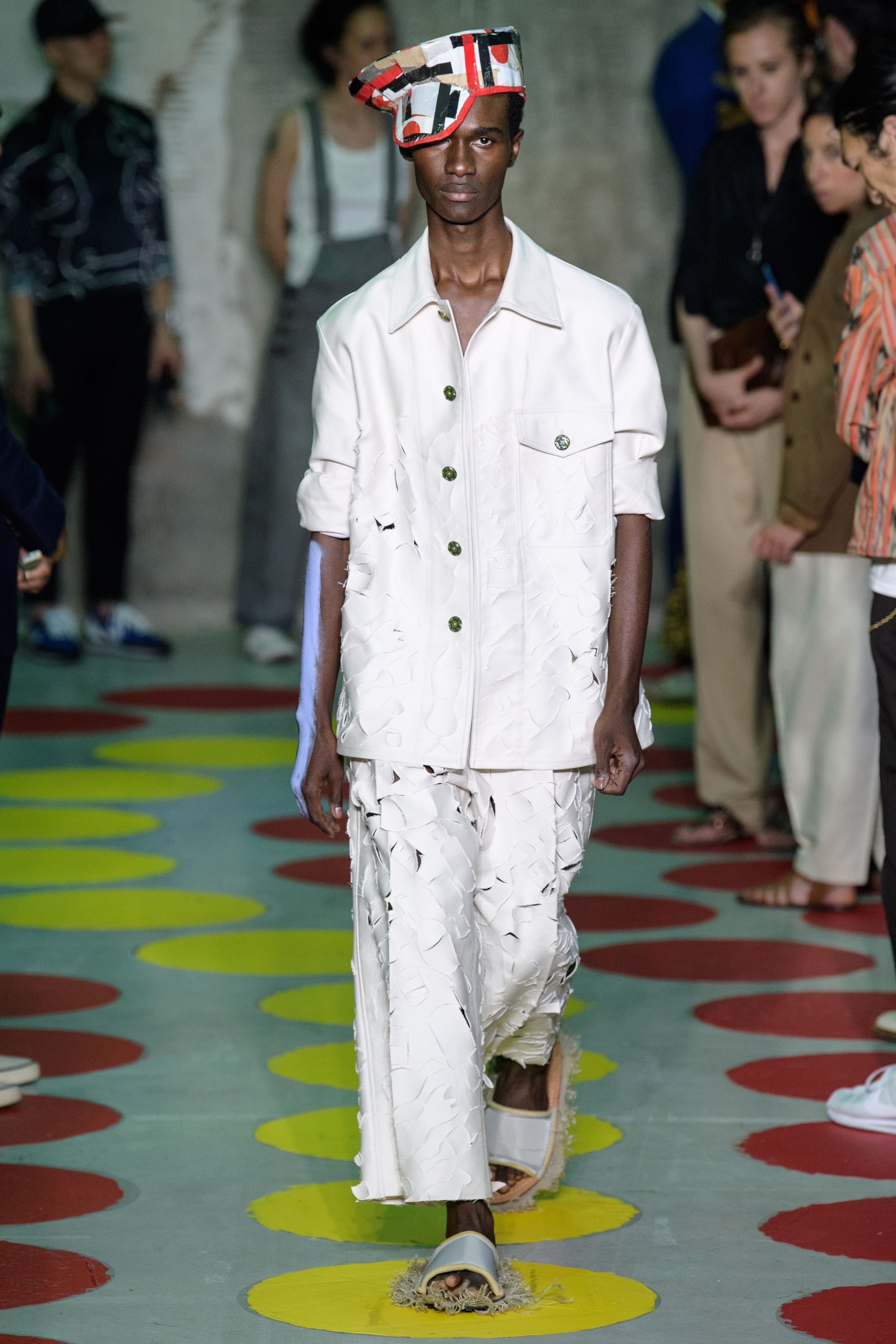 image of Marni New — Ss20 Laser Cut Pants in Ecru, Men's (Size 30)