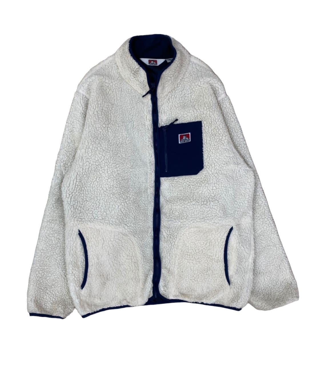 image of Vintage 90's Ben Davis Deep Pile Zipper Jacket in White, Men's (Size Large)