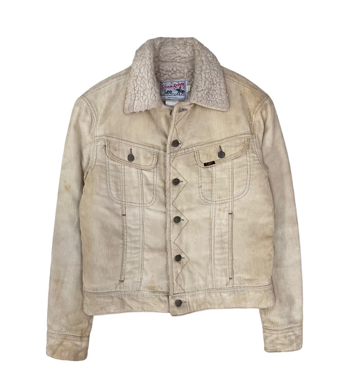 image of Vintage Lee Storm Rider Shearling Denim Jacket in Cream, Men's (Size XS)