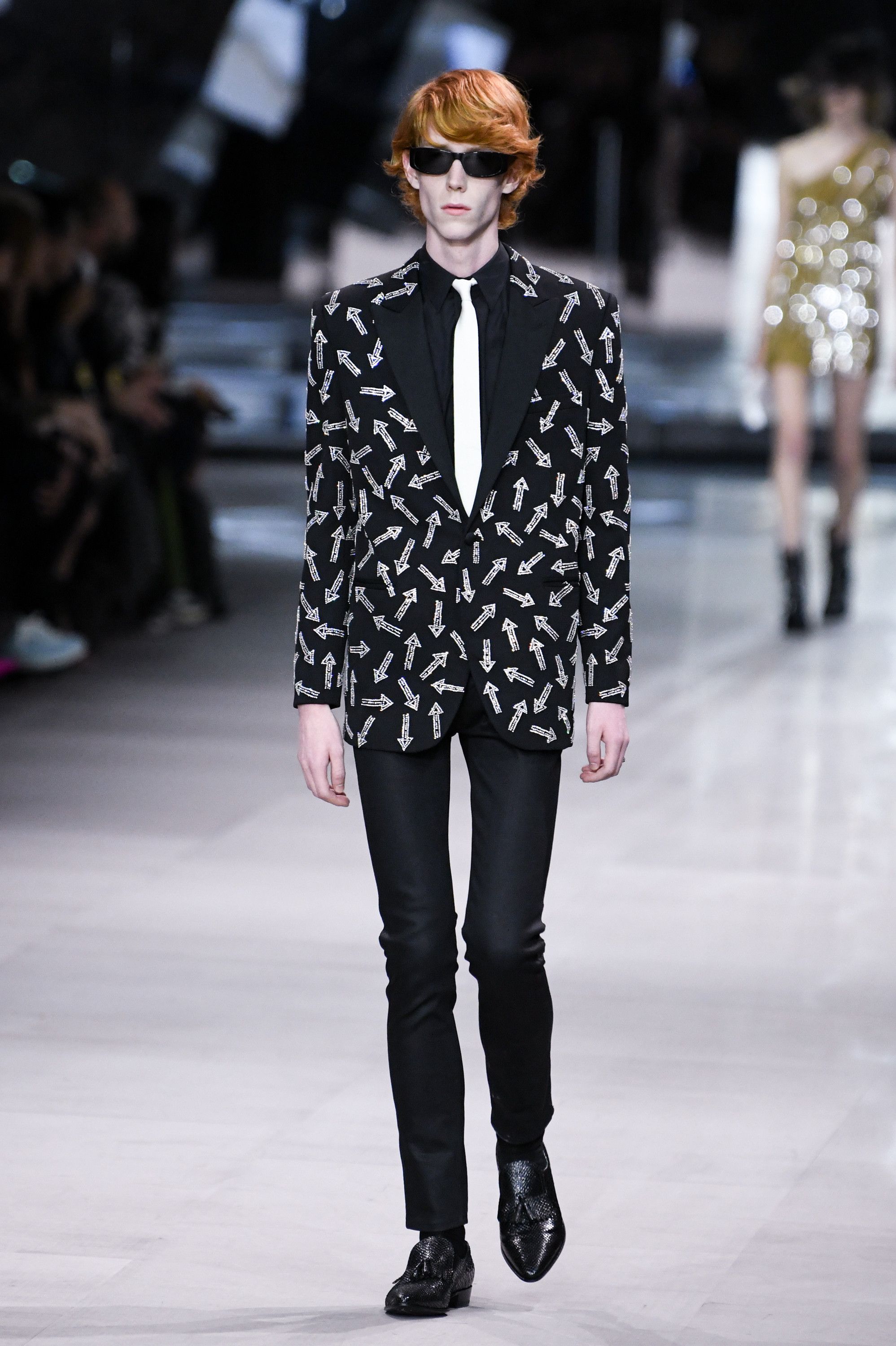 Celine Black Crystal Embellished Arrows Smoking Blazer Size US S / EU 44-46 / 1 - 3 Thumbnail