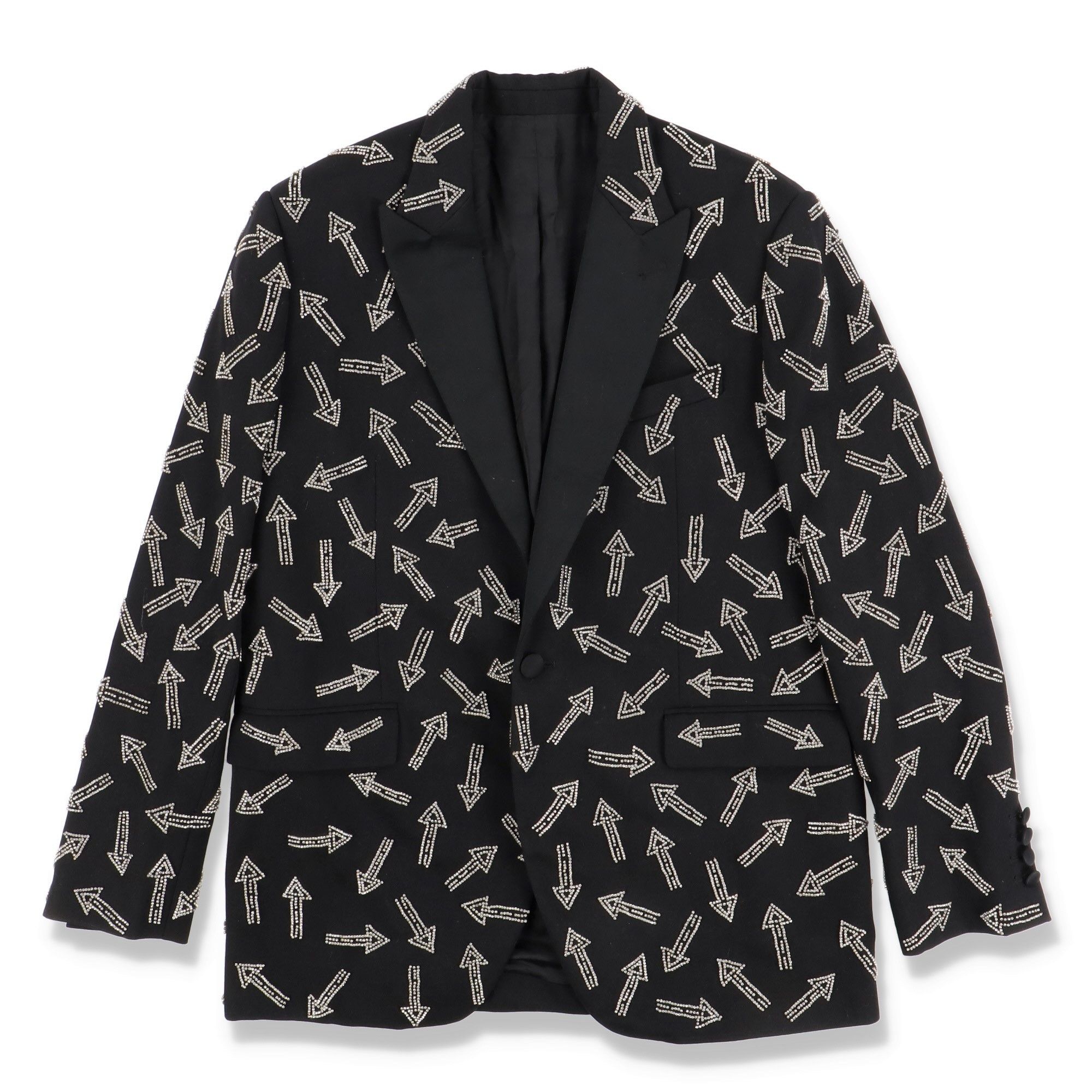 Celine Black Crystal Embellished Arrows Smoking Blazer Size US S / EU 44-46 / 1 - 1 Thumbnail