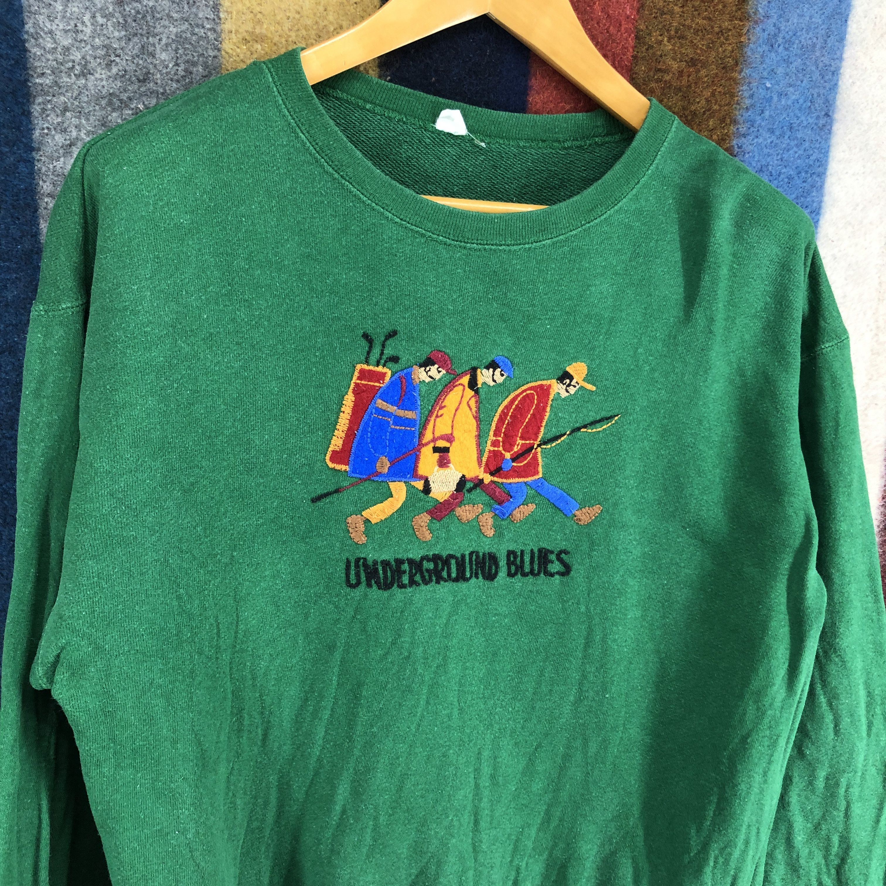 Japanese Brand UNDERGROUND BLUE Crew Neck Sweatshirt #2738-99 Size US M / EU 48-50 / 2 - 2 Thumbnail