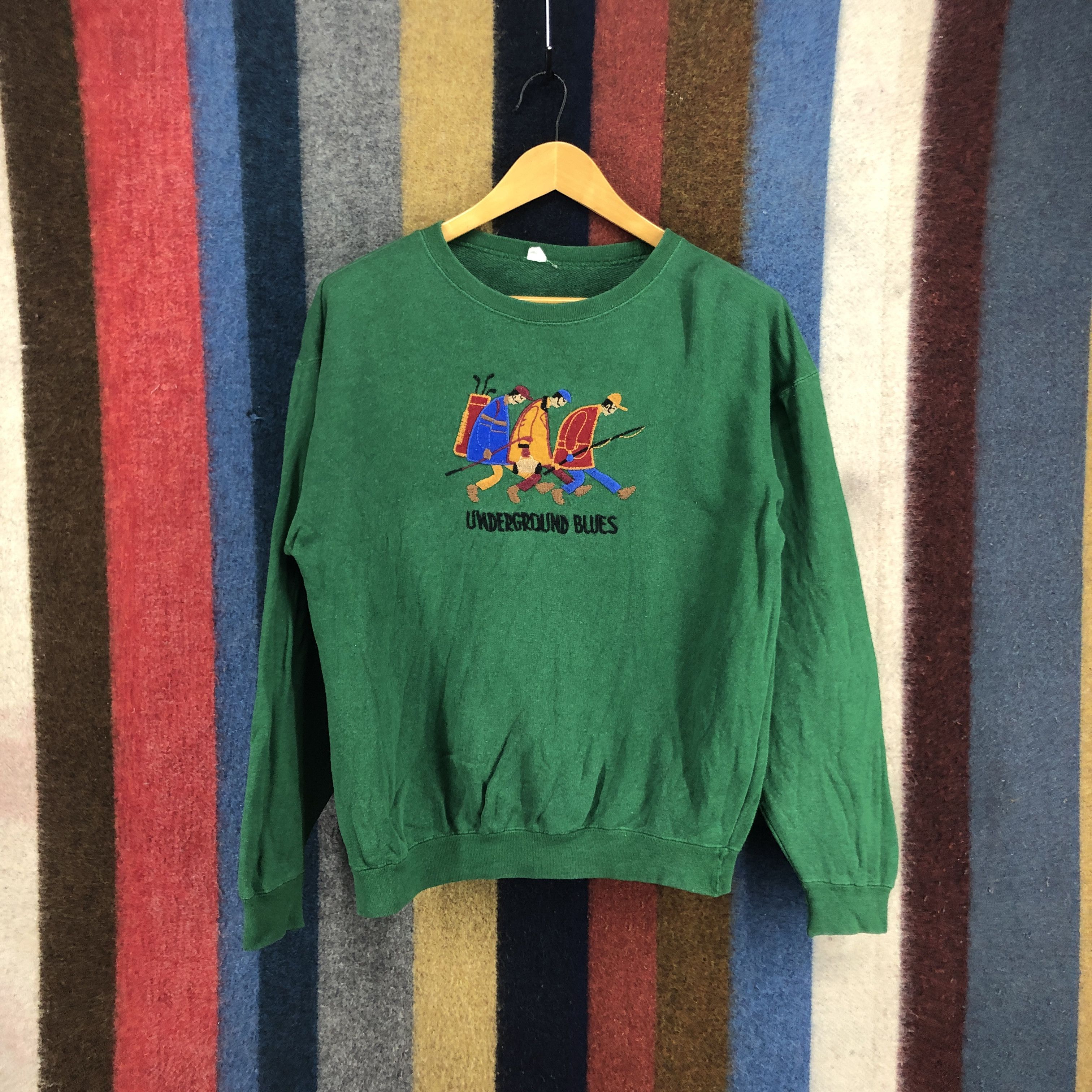 Japanese Brand UNDERGROUND BLUE Crew Neck Sweatshirt #2738-99 Size US M / EU 48-50 / 2 - 1 Thumbnail