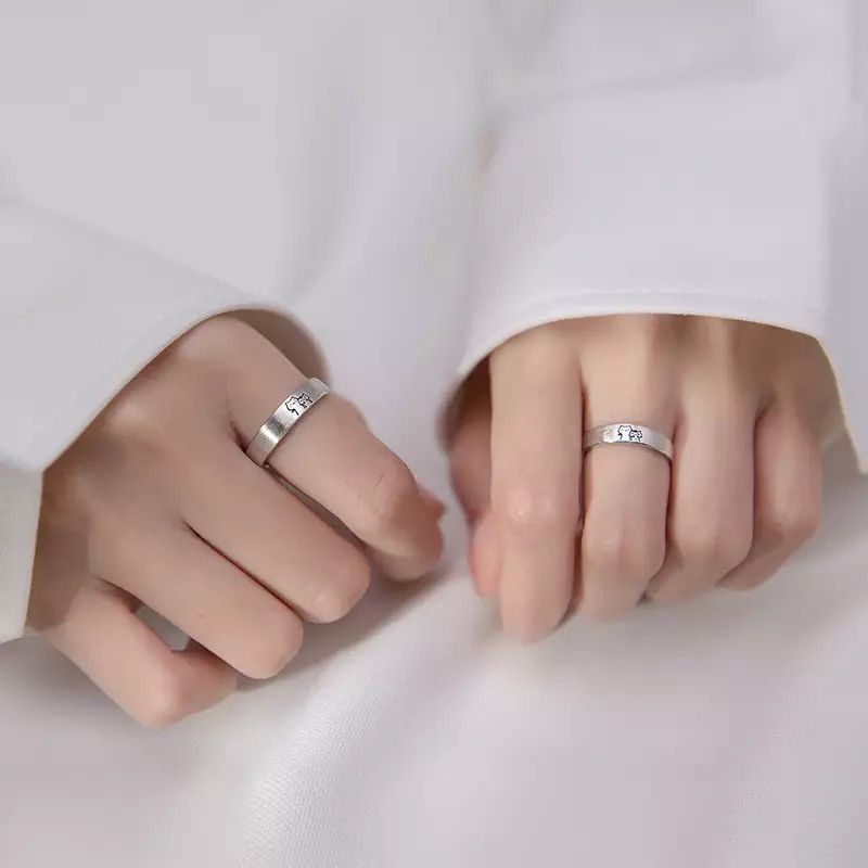 Jewelry × Vintage Kitten Romantic Moonstone BFF Friendship Couple Ring Size ONE SIZE - 4 Thumbnail