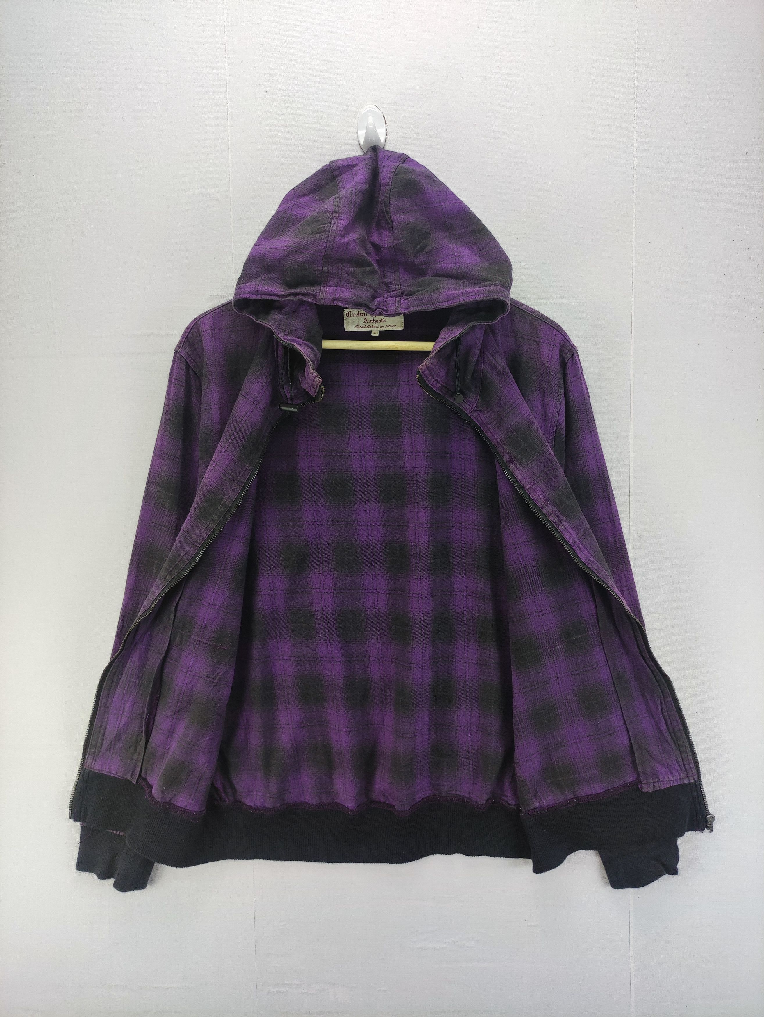 Japanese Brand Vintage Sweater Checkered Zipper Hoodie By Crebar Garments Size US M / EU 48-50 / 2 - 4 Thumbnail