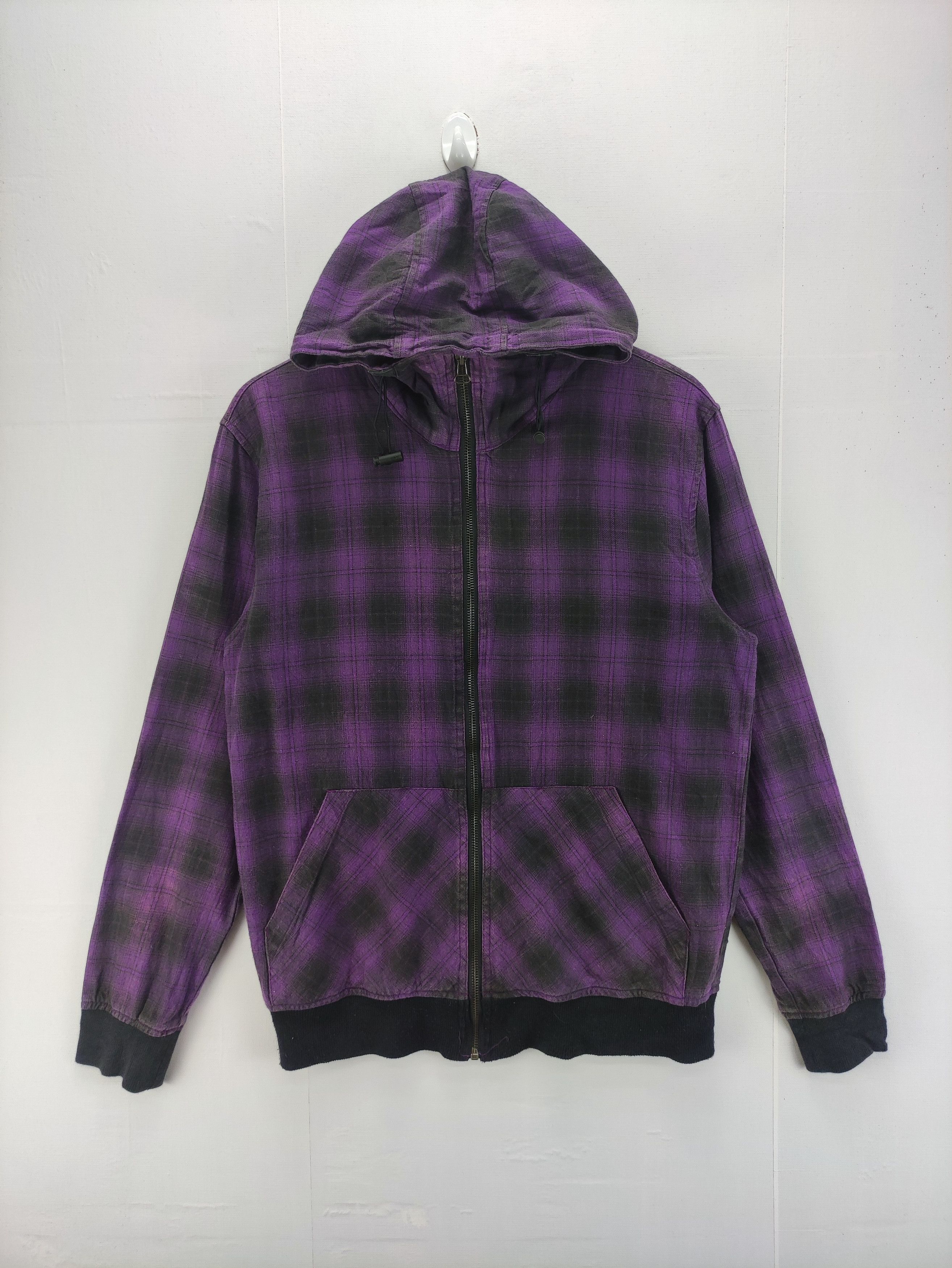 Japanese Brand Vintage Sweater Checkered Zipper Hoodie By Crebar Garments Size US M / EU 48-50 / 2 - 1 Thumbnail