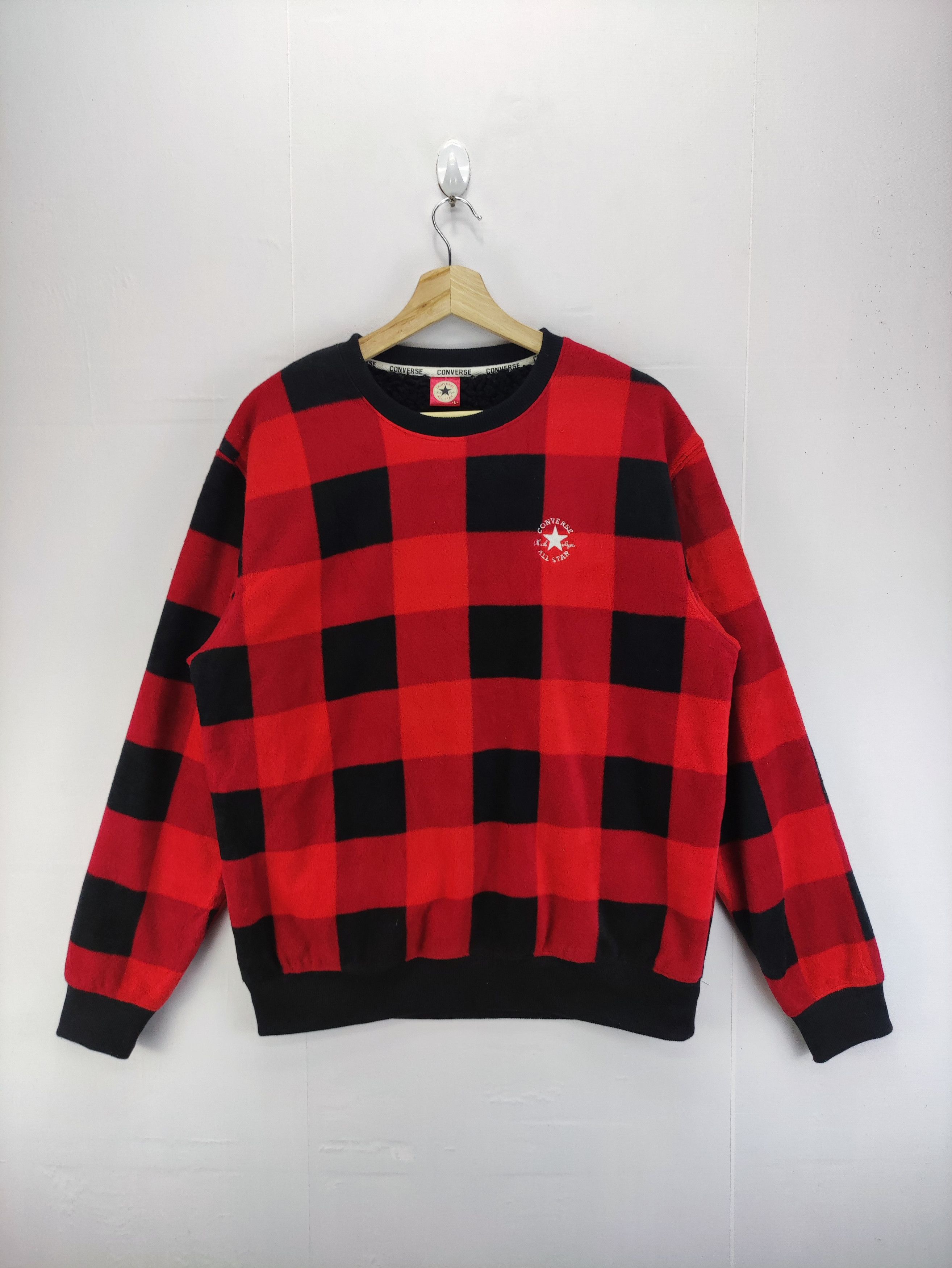 Converse Vintage Converse Checkered Lining Sherpa Sweatshirt Jumper Size US L / EU 52-54 / 3 - 1 Thumbnail