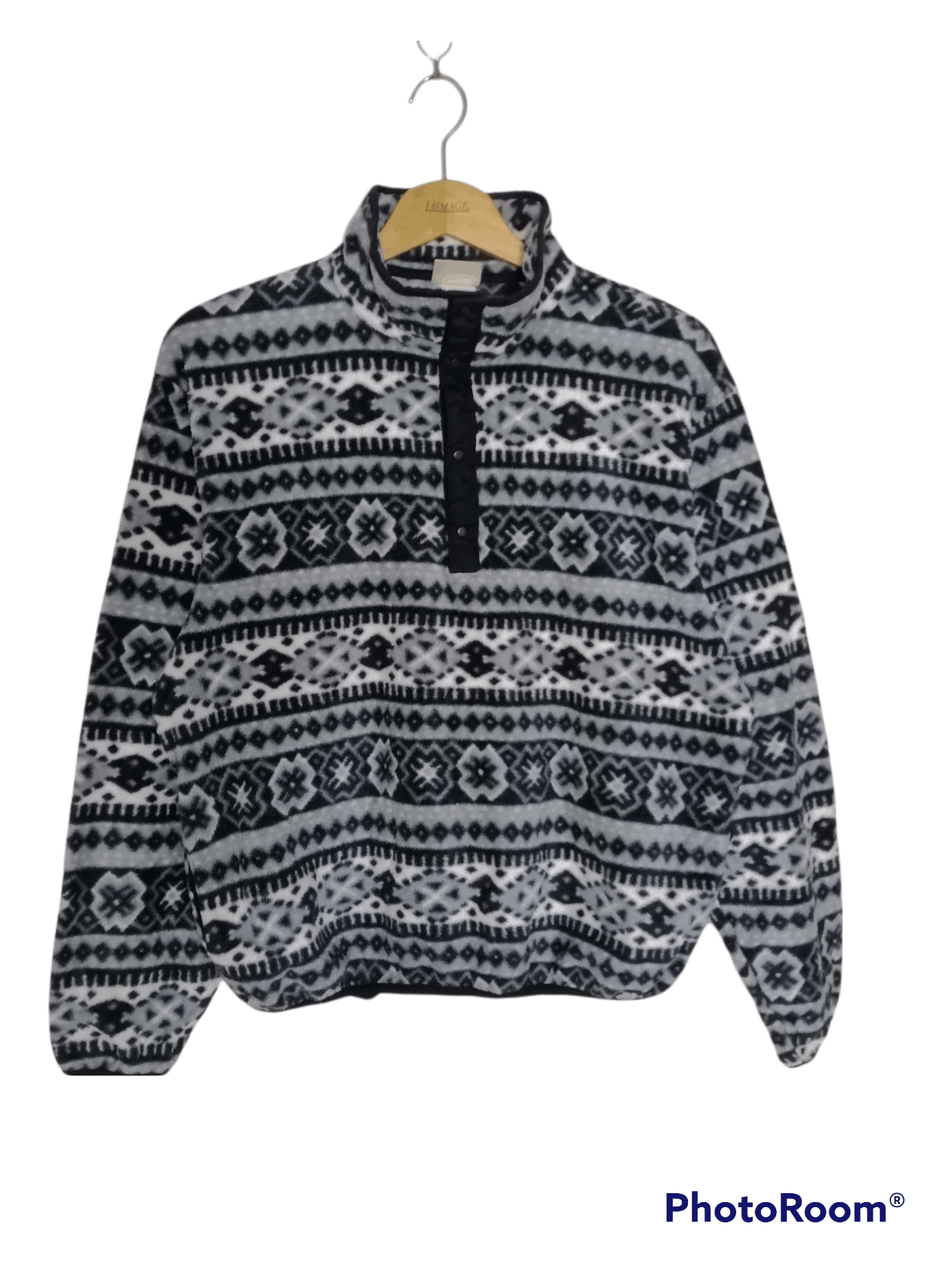 L.L. Bean Vintage Printed Fleece LL Bean Pullover Button Snaps Size US M / EU 48-50 / 2 - 1 Thumbnail