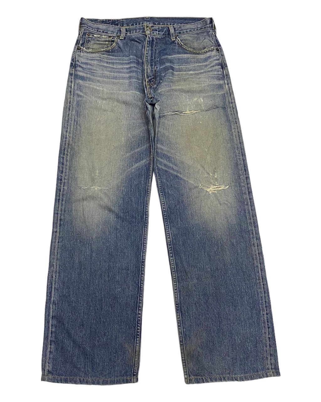 VINTAGE LEVIS 504 DISTRESSED BAGGY WIDE LEG DENIM JEANS