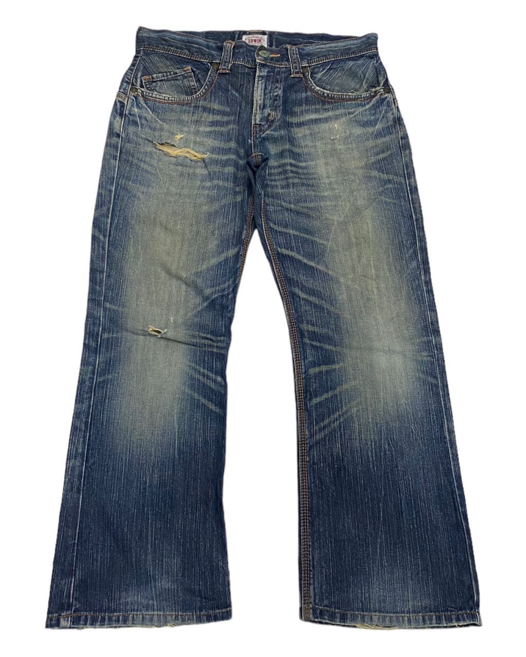 image of Avant Garde x Hysteric Glamour Flareedwin Exclusive Vintage Denim Flared Buckle Back in Blue (Size 