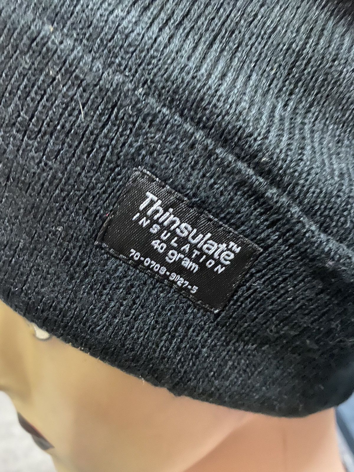 Japanese Brand Thinsulate Insulation 40gram Patches Black Beanie Hat Size ONE SIZE - 3 Thumbnail