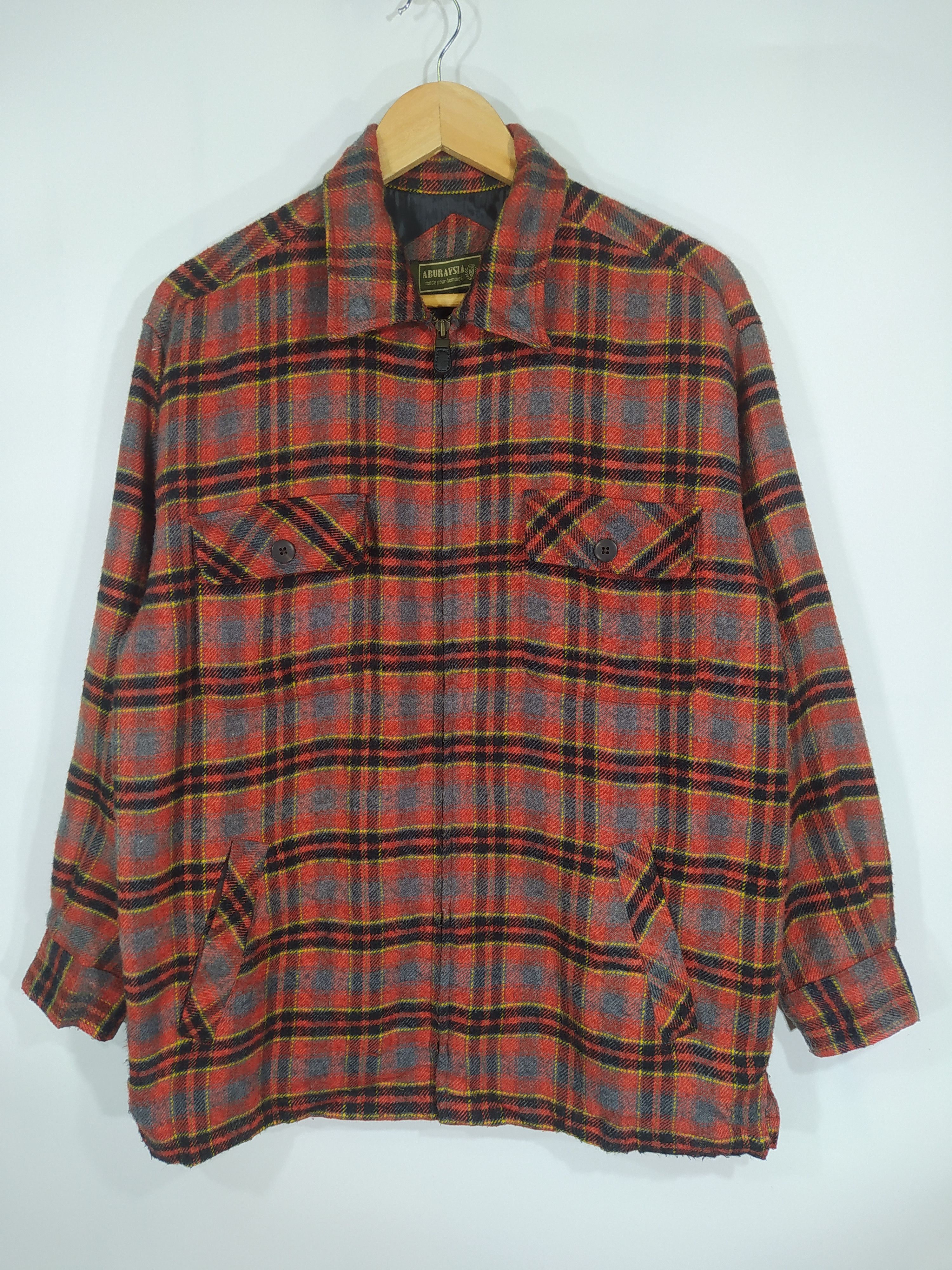 Flannel × Japanese Brand × Vintage Vintage Aburaysia Zipped Flannel Jacket Size US M / EU 48-50 / 2 - 1 Thumbnail